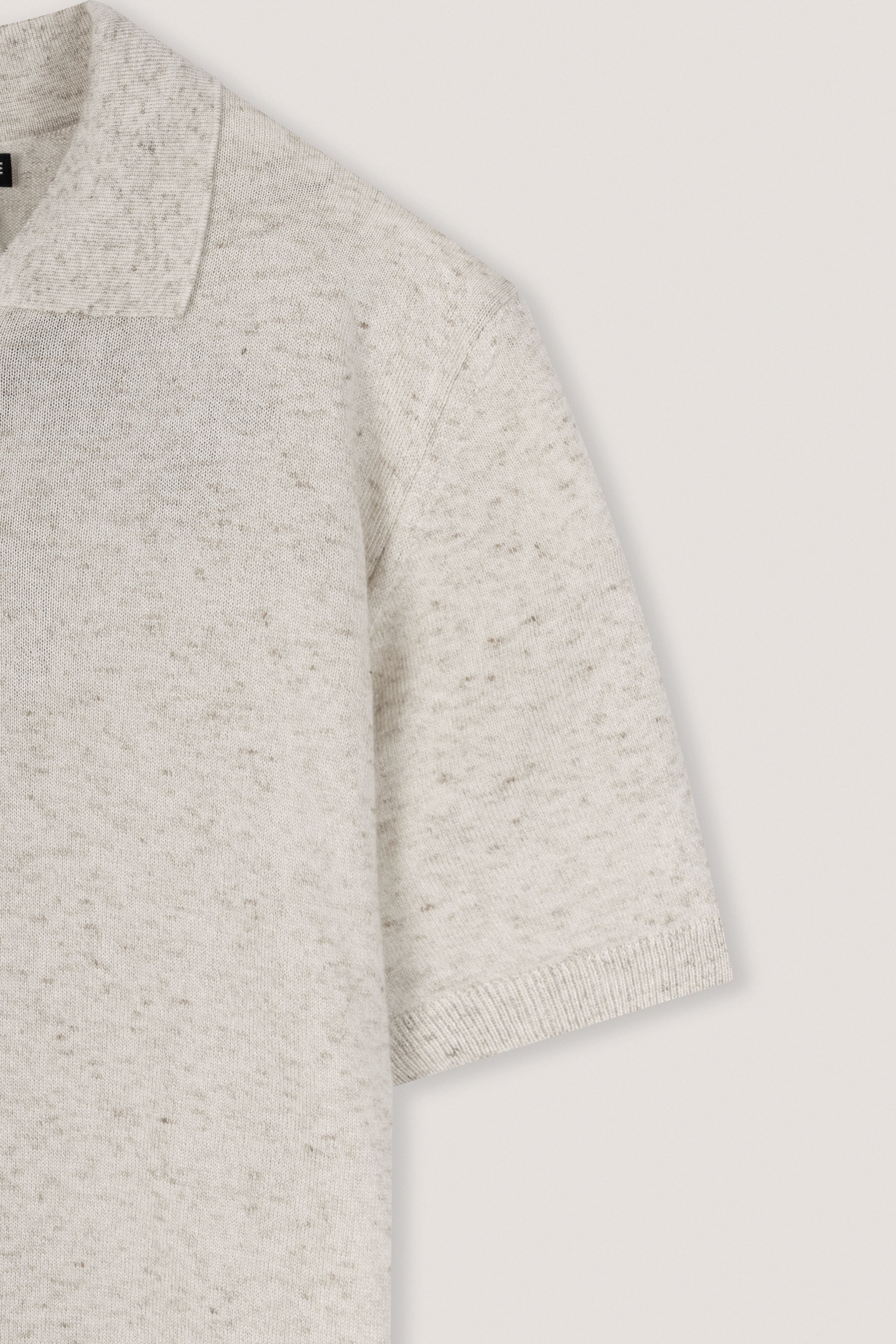 Beige Knitted Linen Look Polo T-Shirt