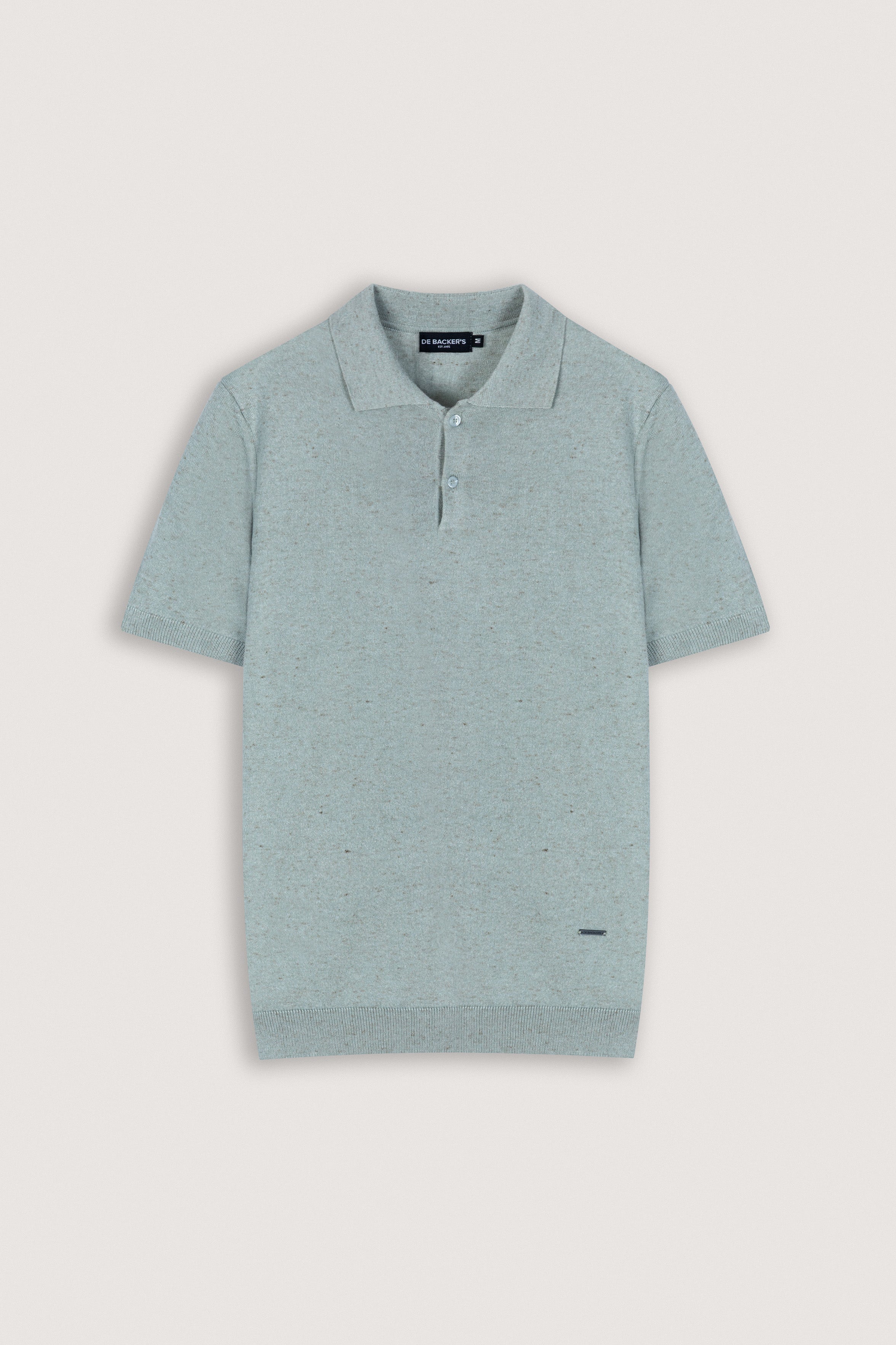 Light Olive Knitted Linen Look Polo T-Shirt