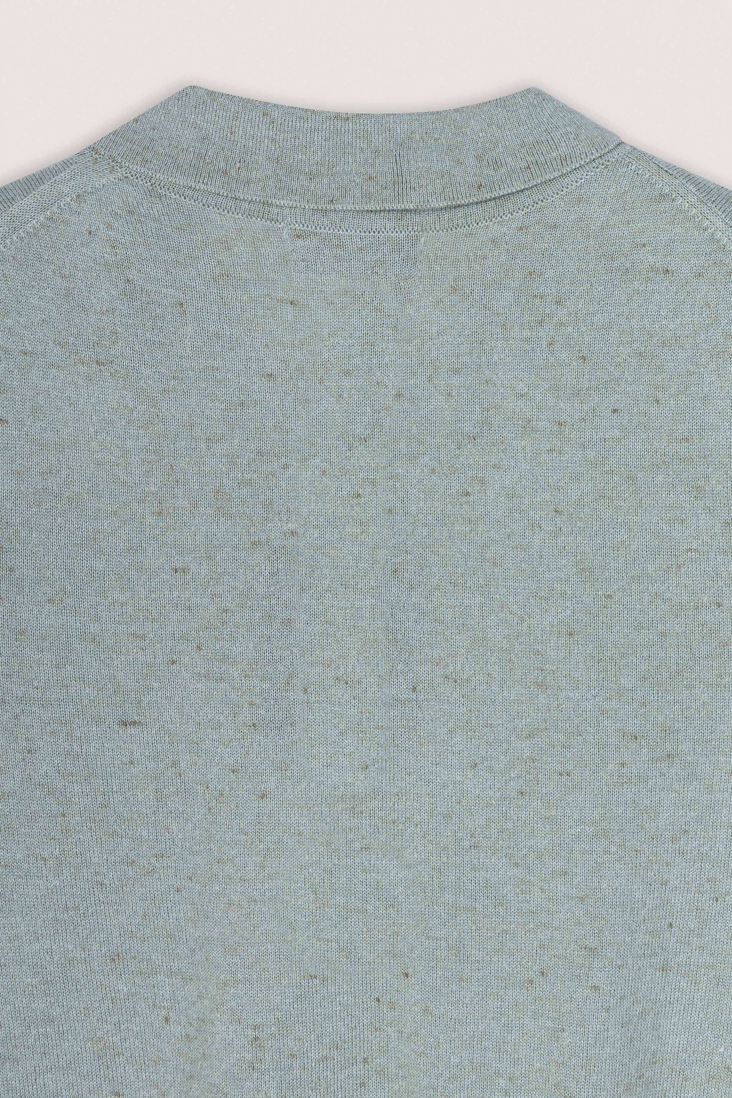 Light Olive Knitted Linen Look Polo T-Shirt