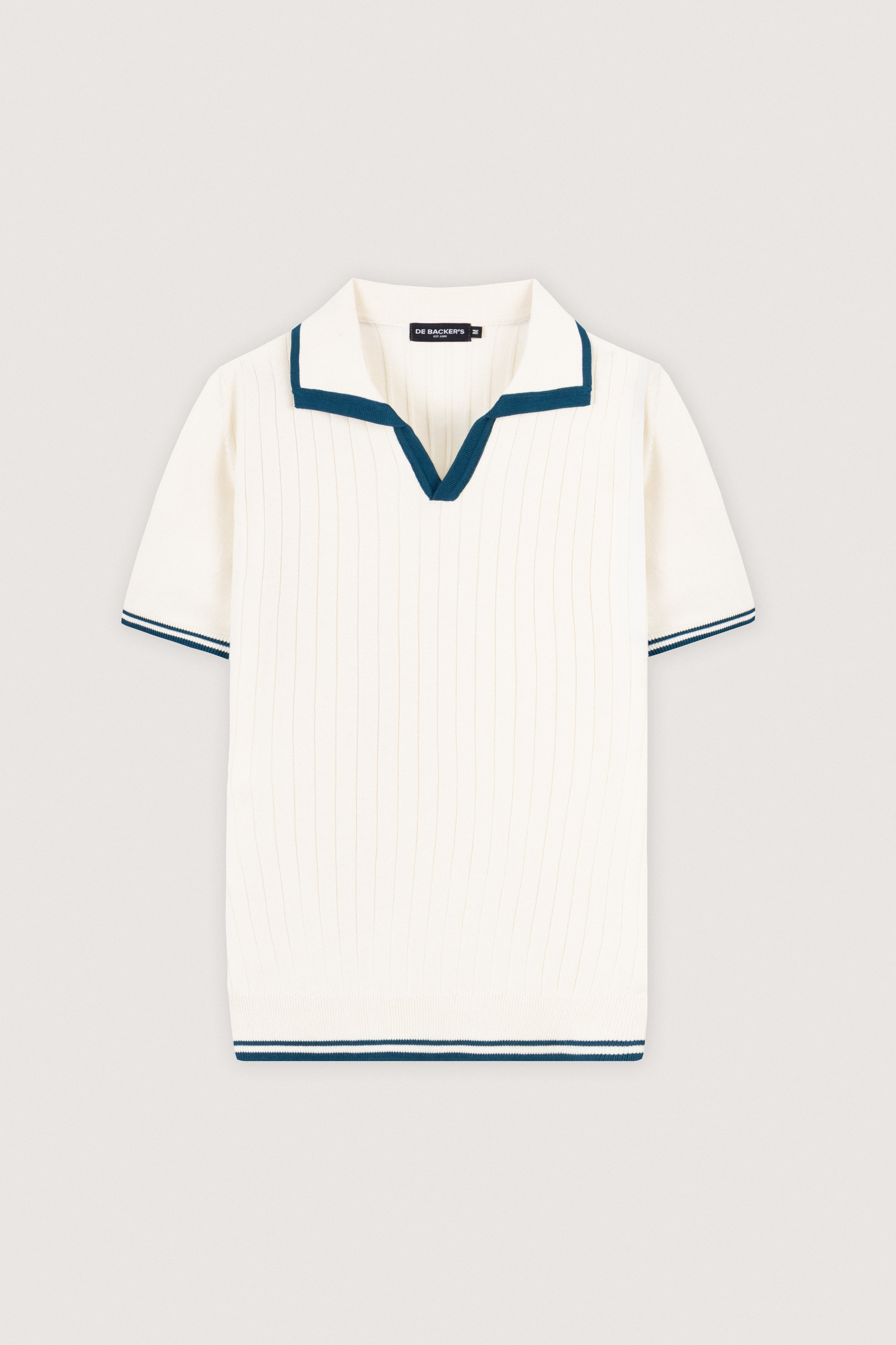 White Knitted V-neck Polo