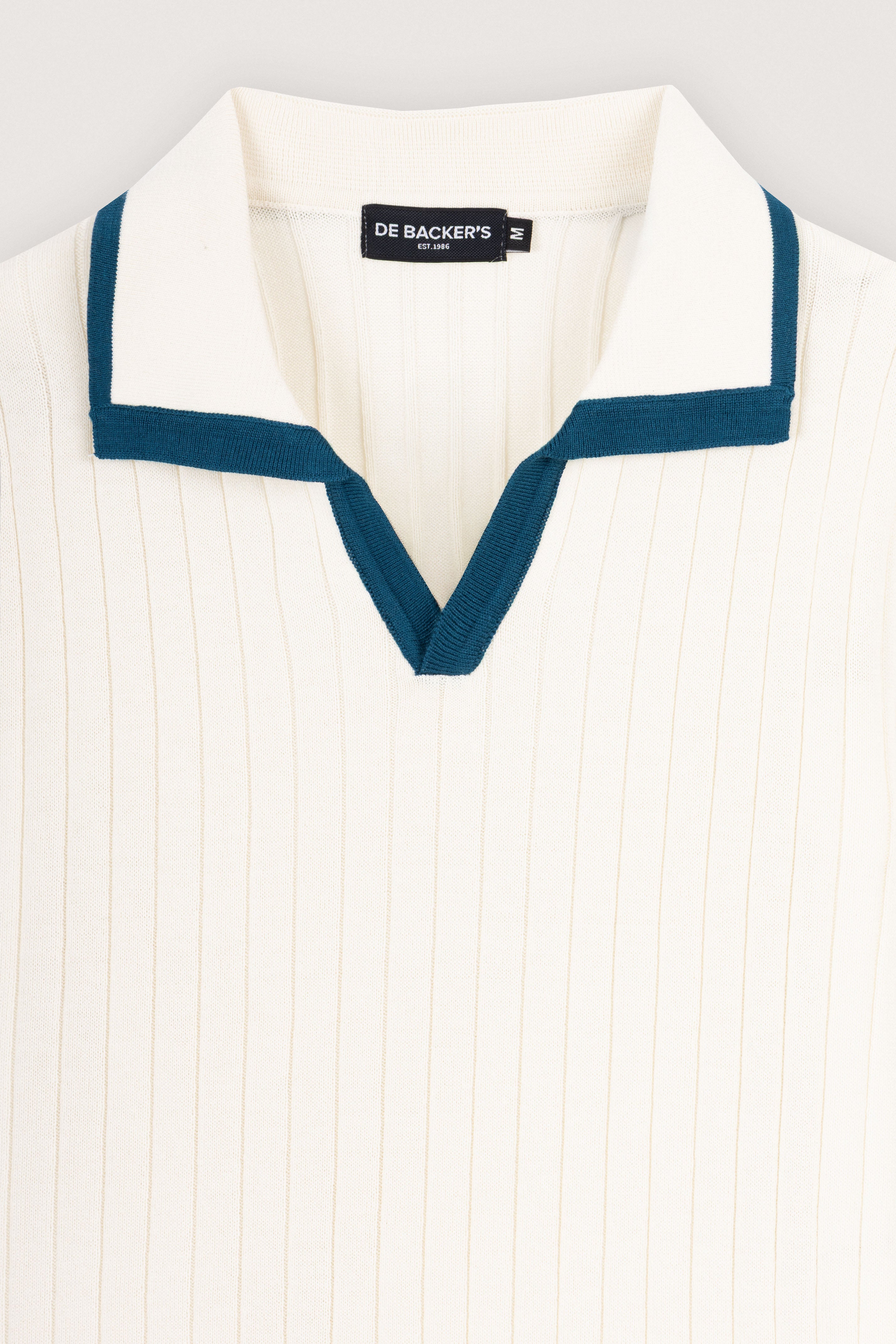 White Knitted V-neck Polo