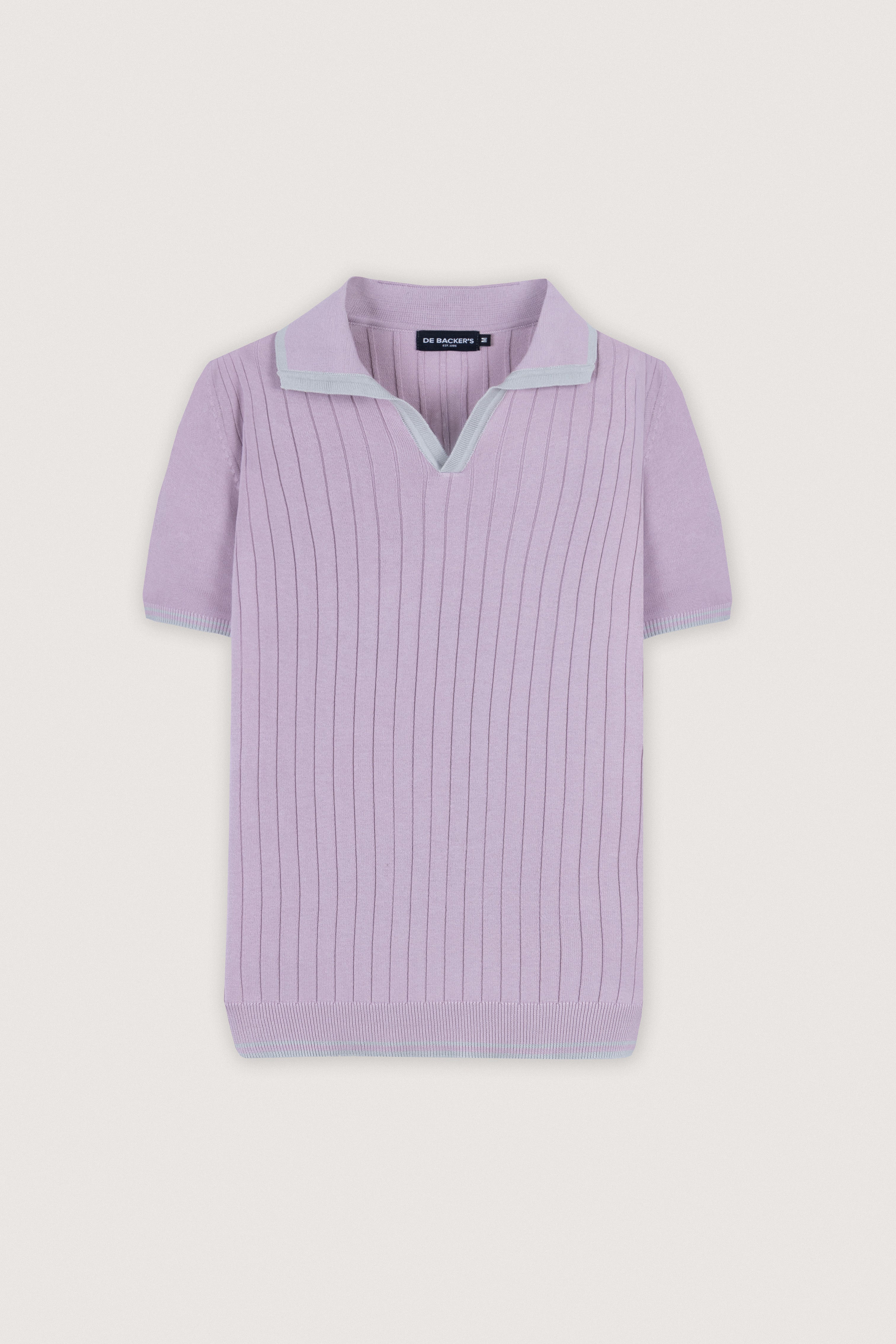 Mauve Knitted V-neck Polo