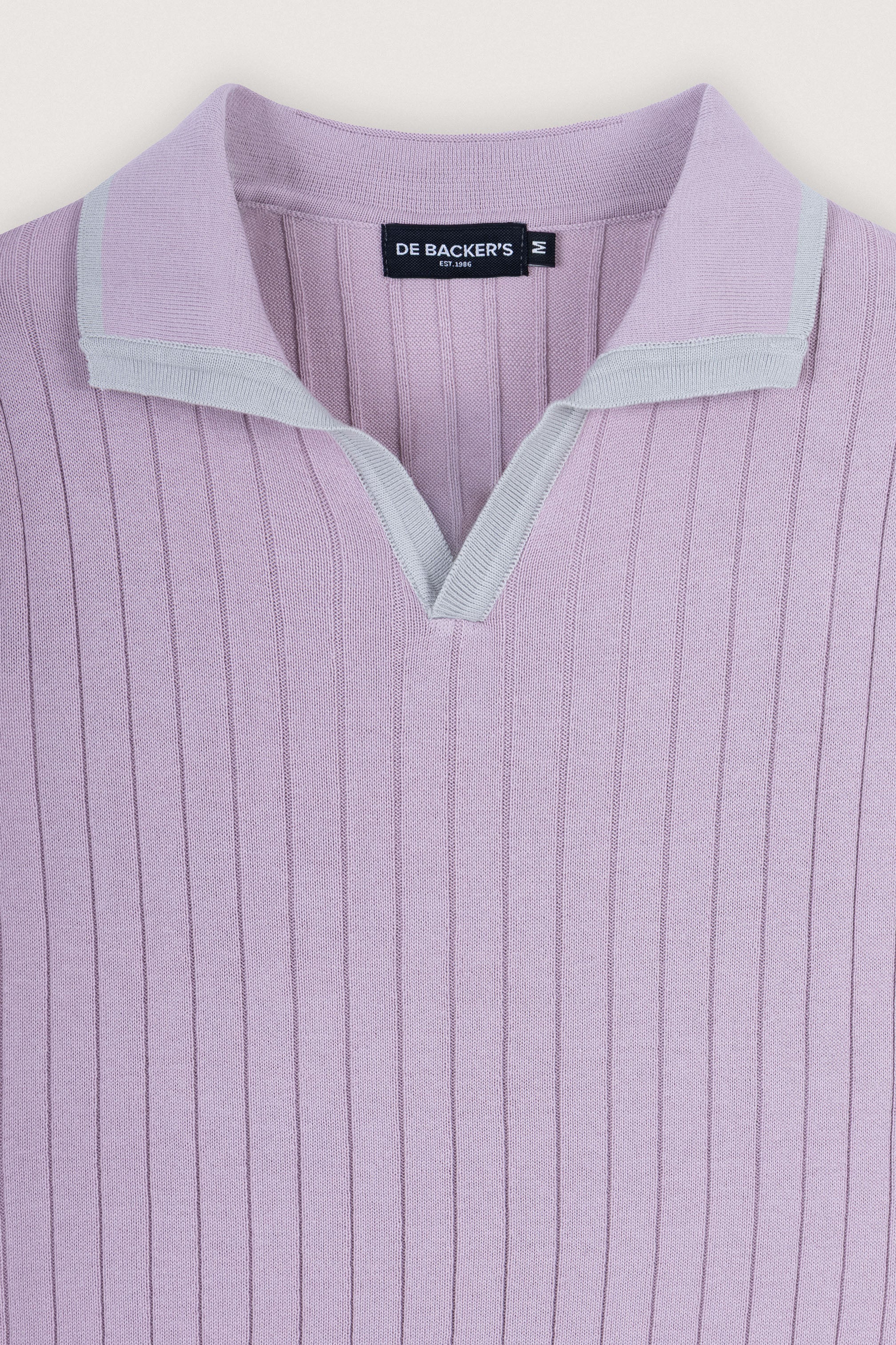 Mauve Knitted V-neck Polo