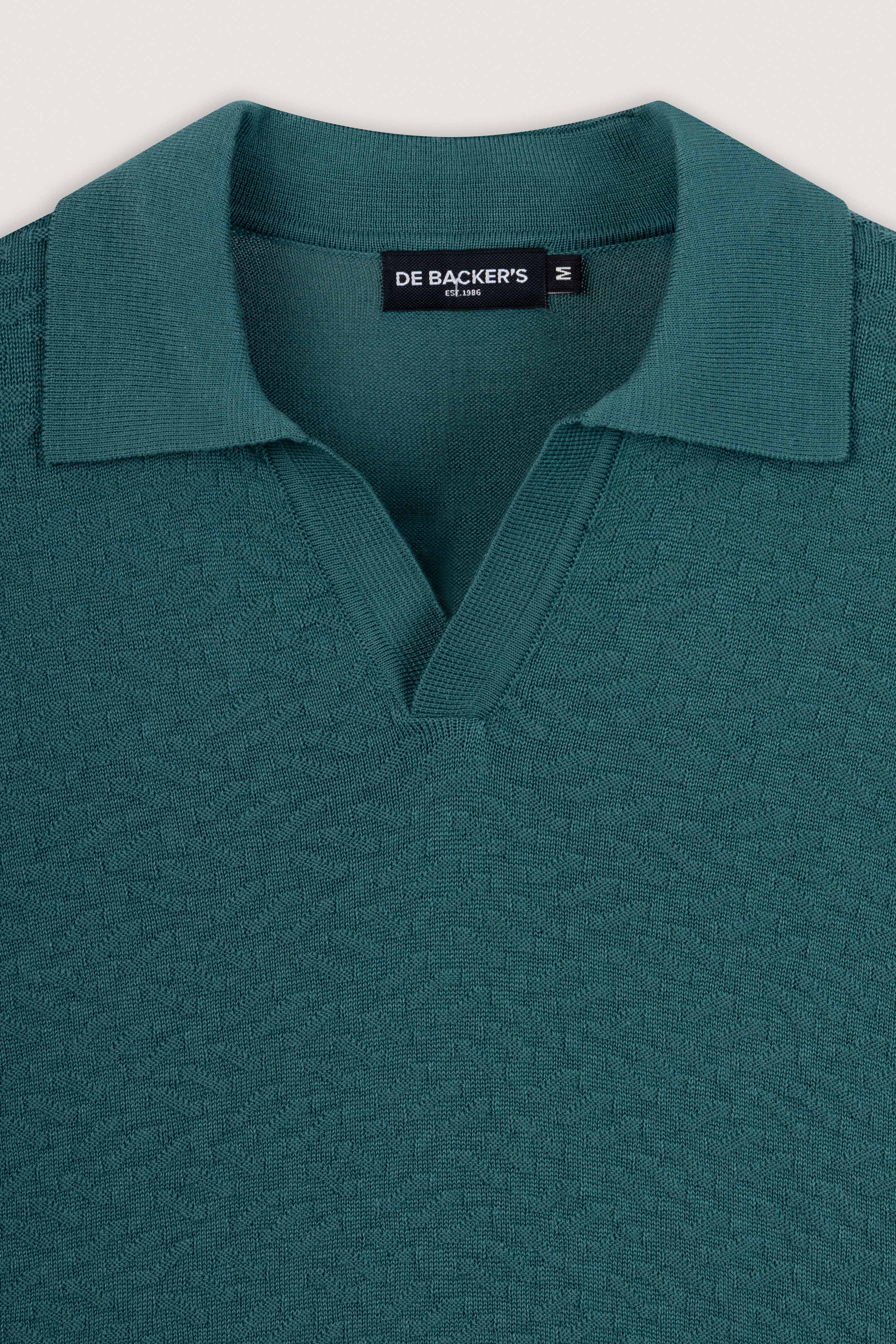 Dark Green Textured Knitted polo shirt