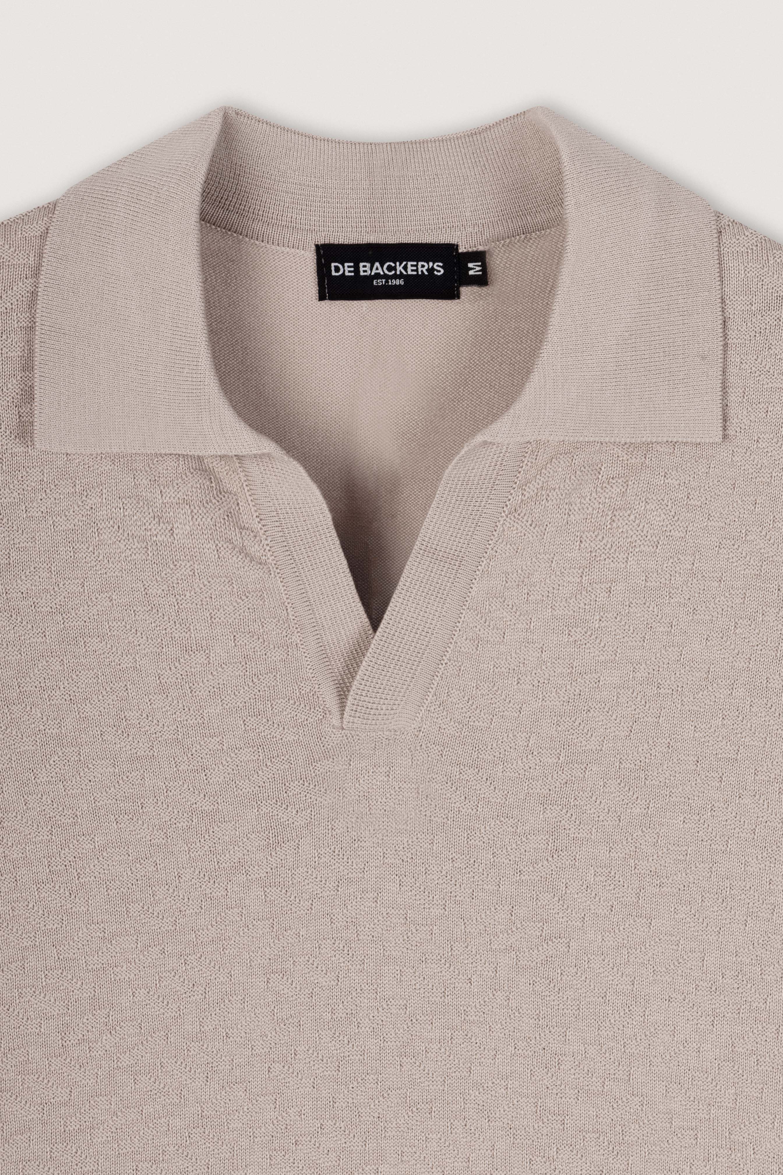 Light Beige Textured Knitted polo shirt