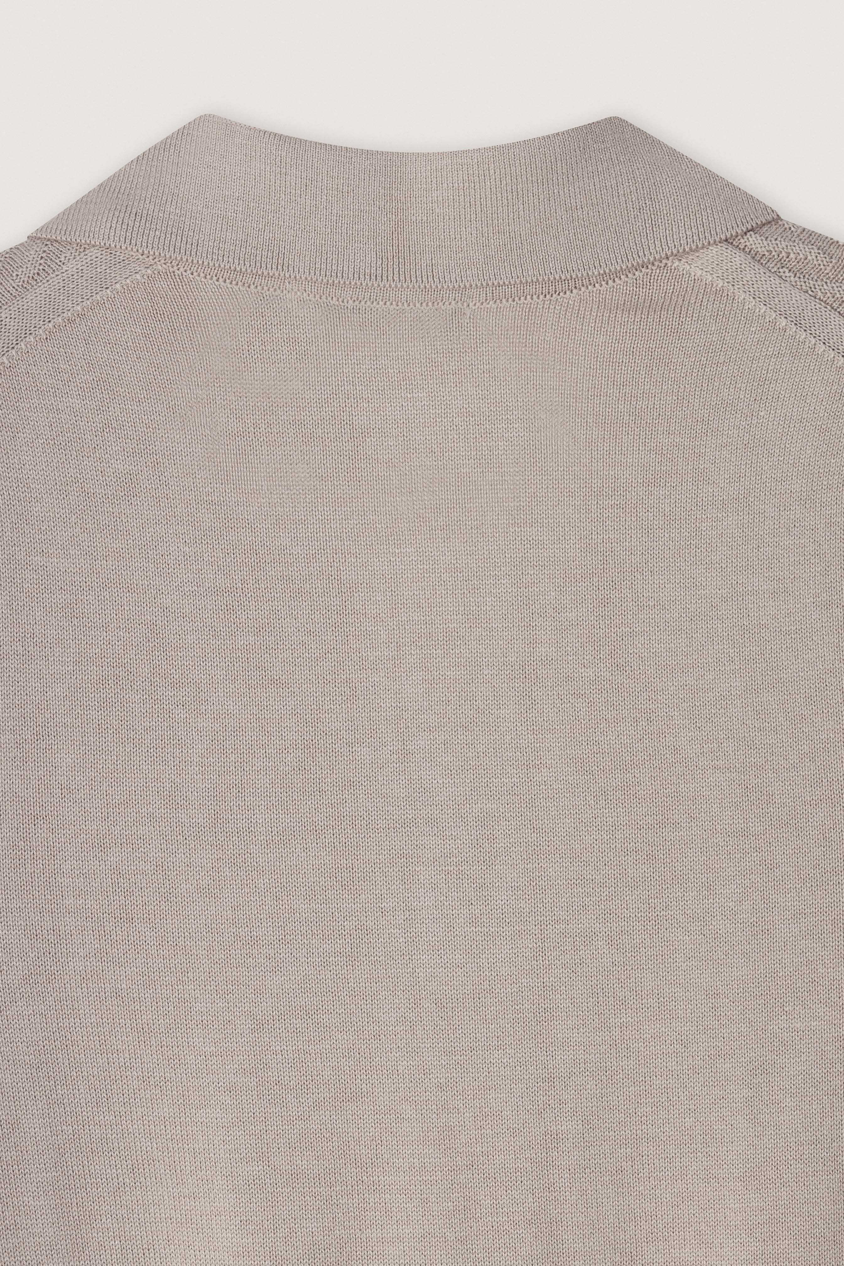 Light Beige Textured Knitted polo shirt