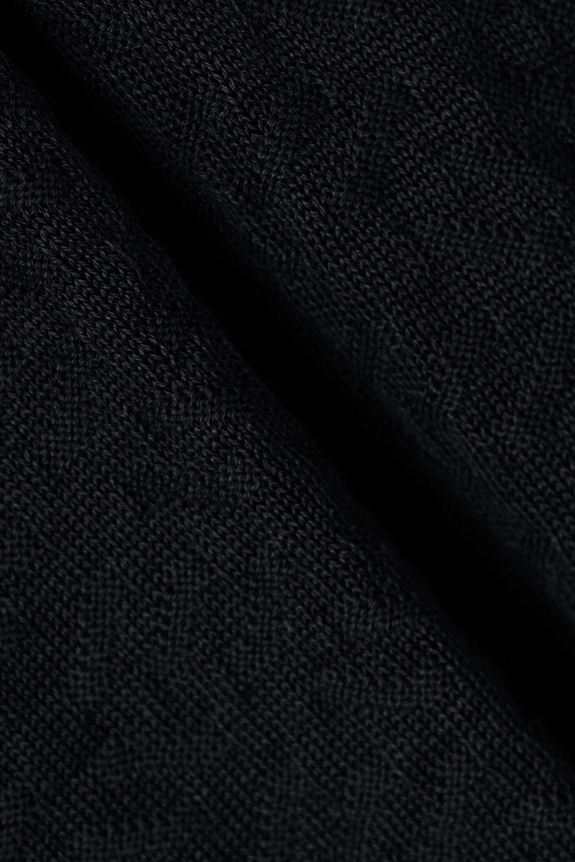 Black Textured Knitted polo shirt