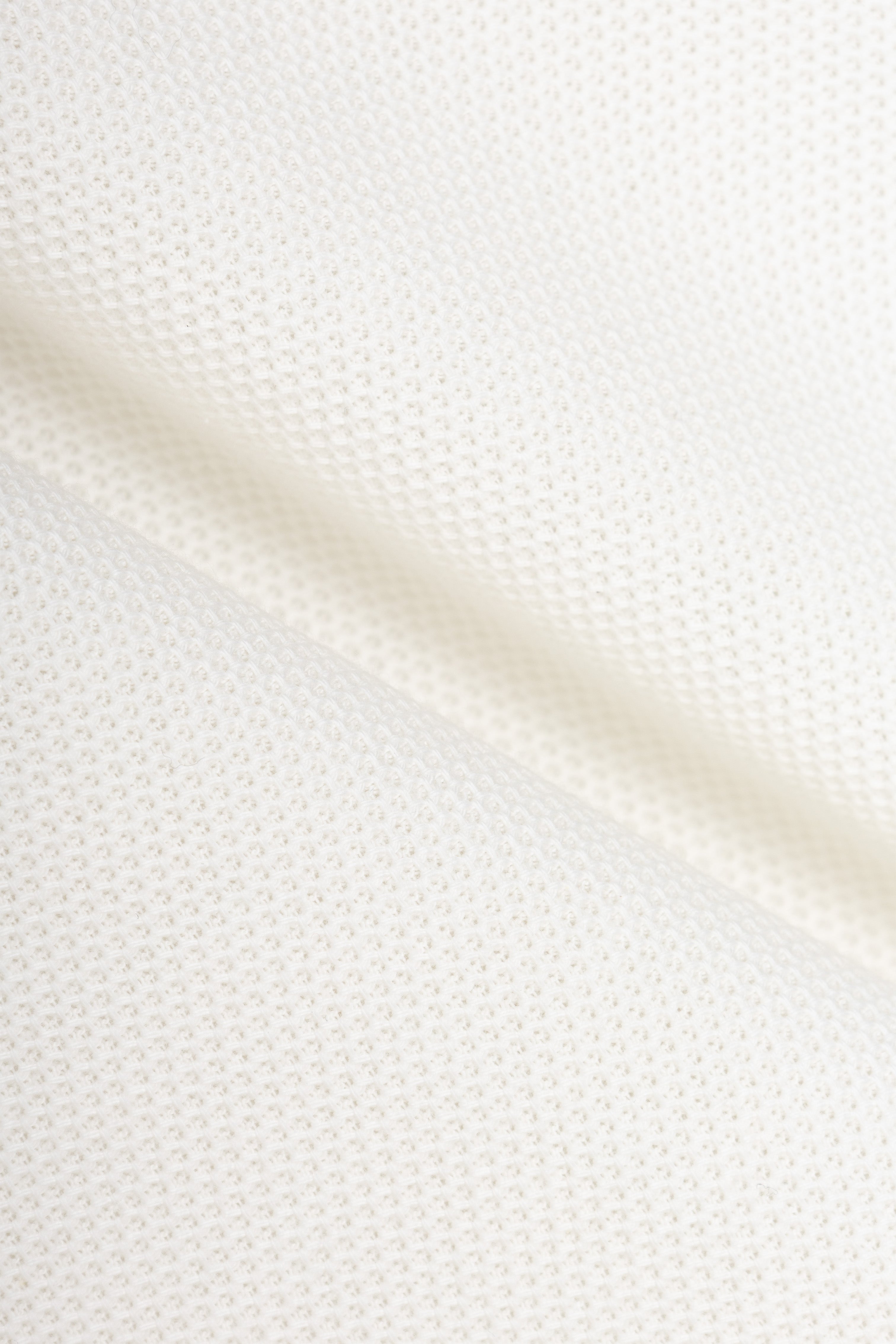 Off White Micro-Textured Zip-Up Polo
