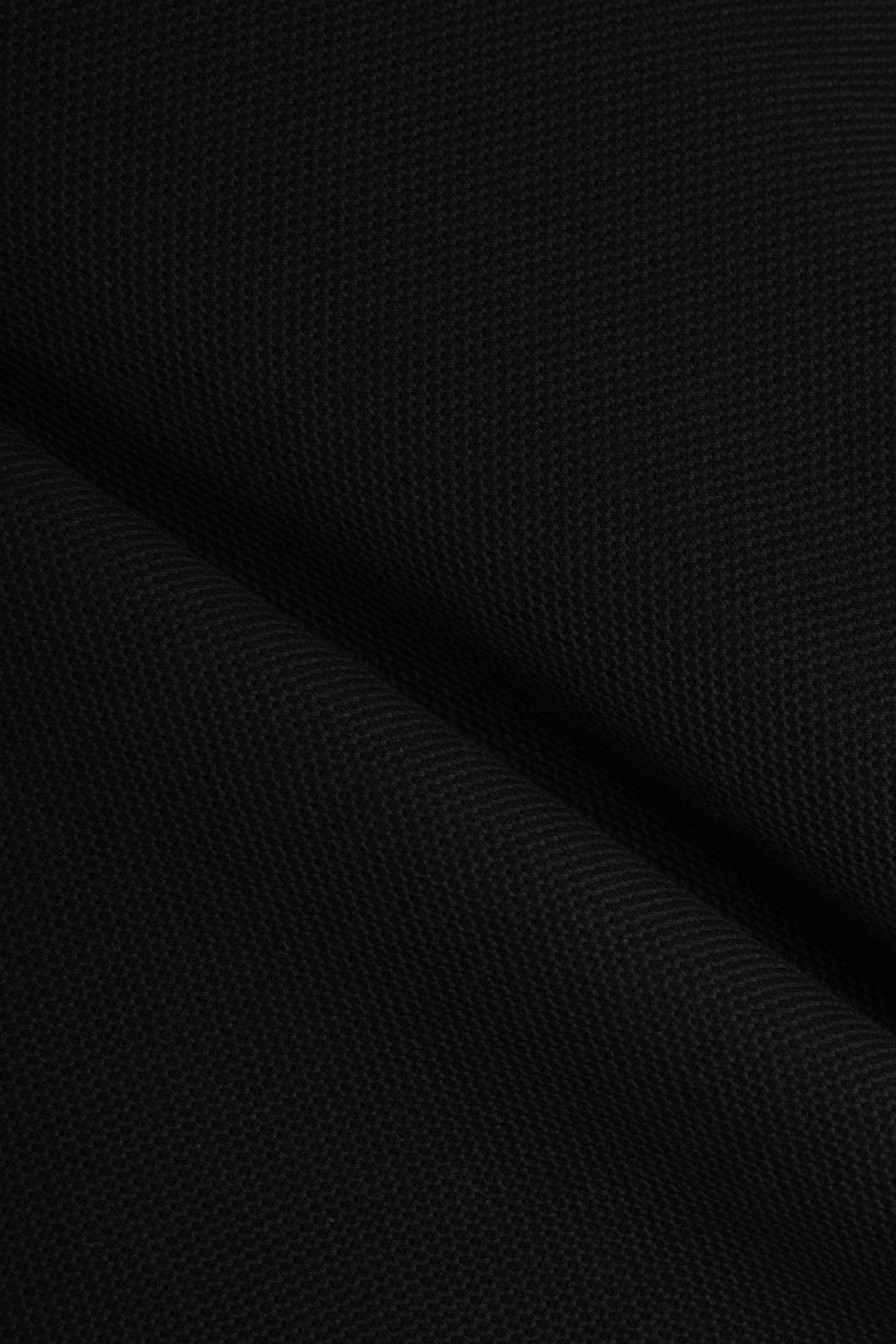 Black Micro-Textured Zip-Up Polo