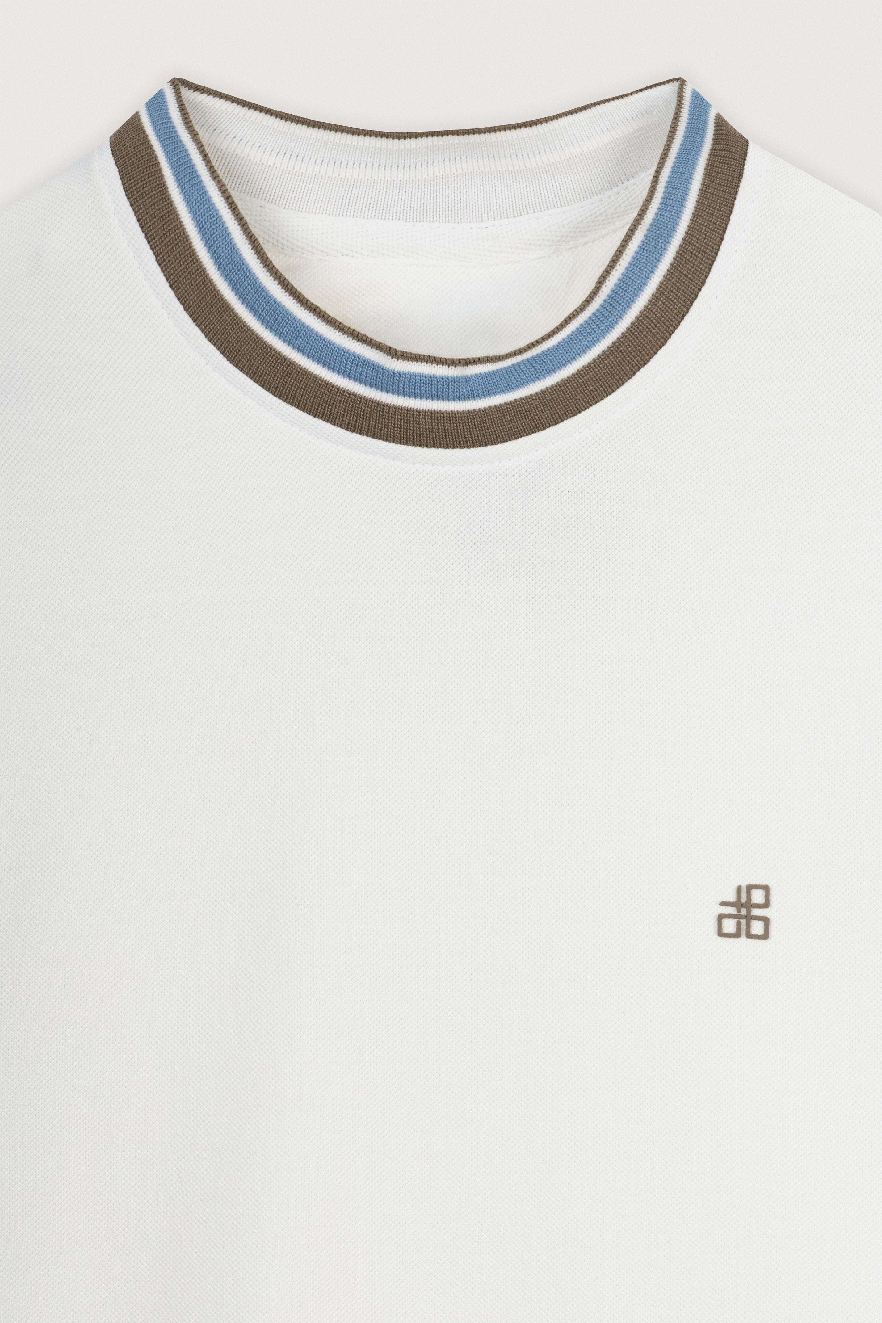 Off White Pique Round T-Shirt