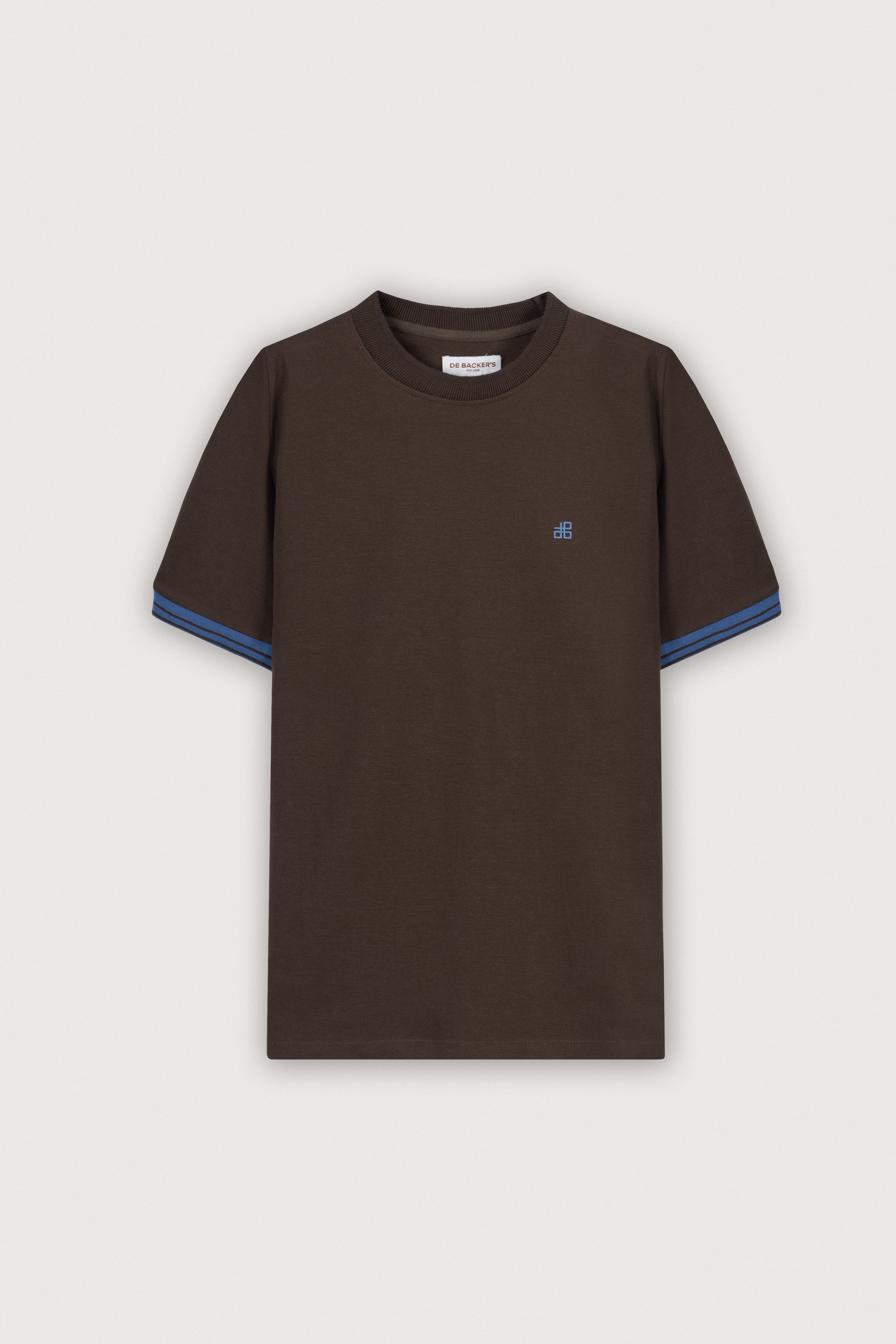 Brown Pique Round T-Shirt