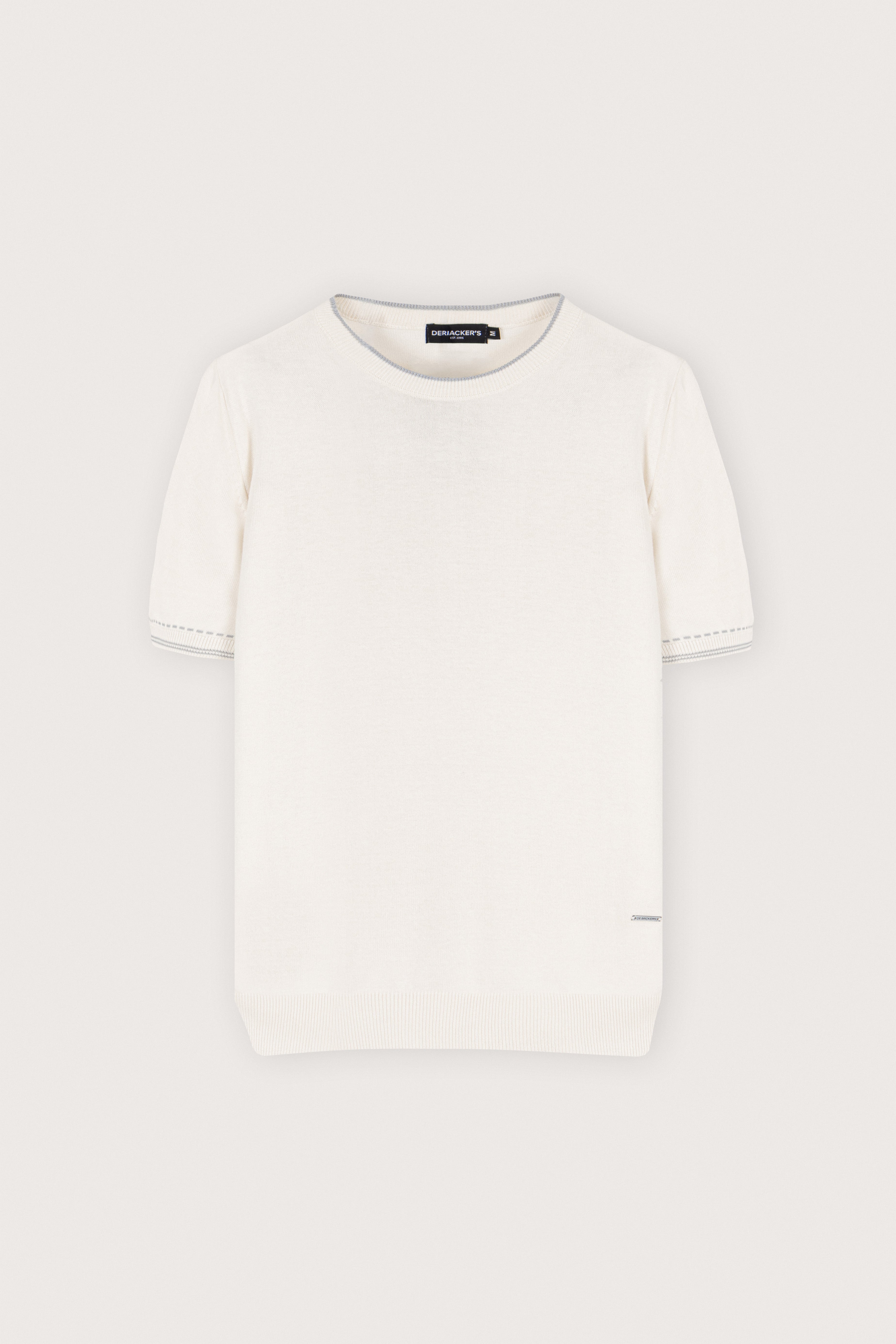 White Knitted Round Neck T-shirt