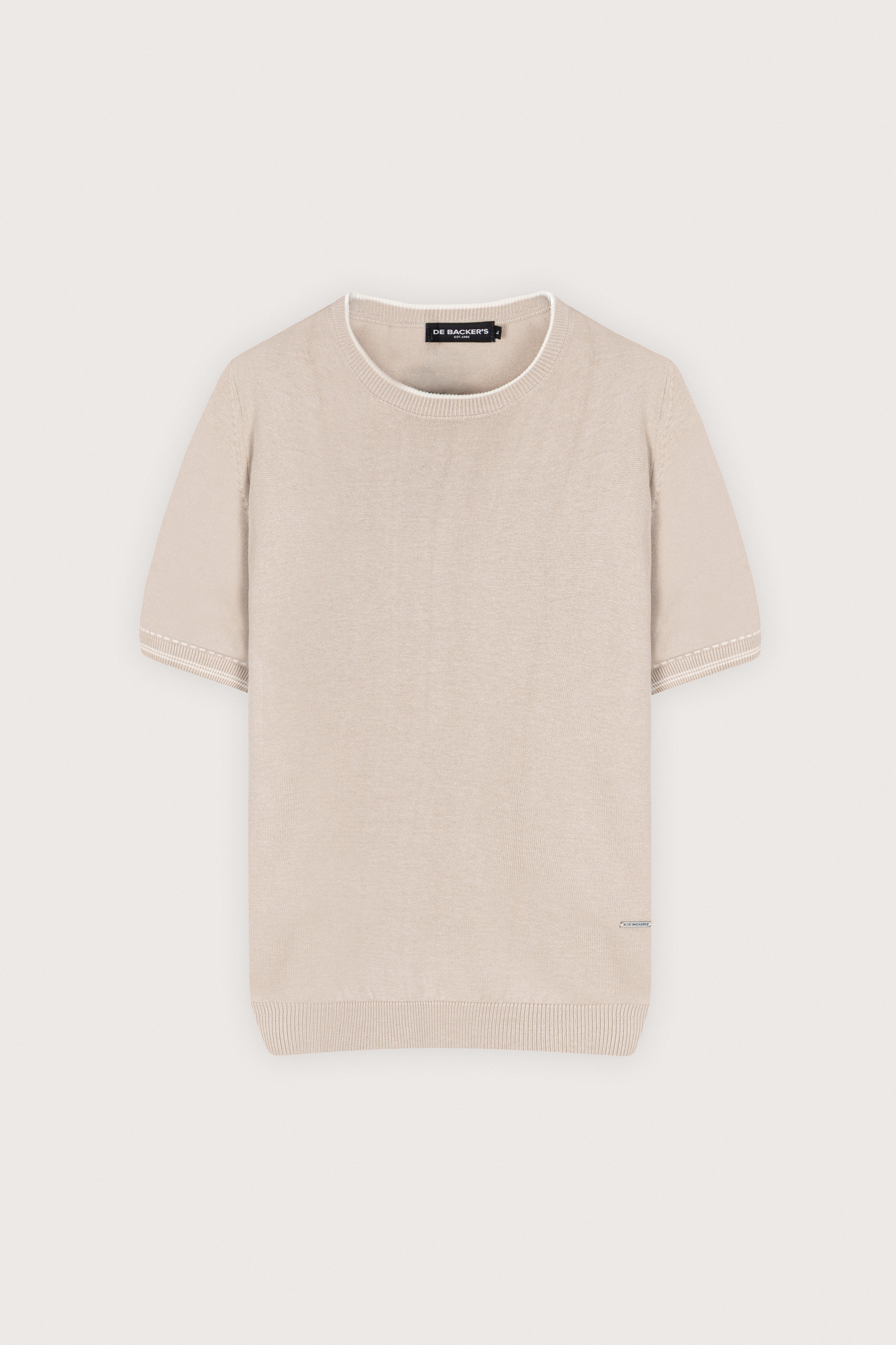 Light Beige knitted round neck T-shirt