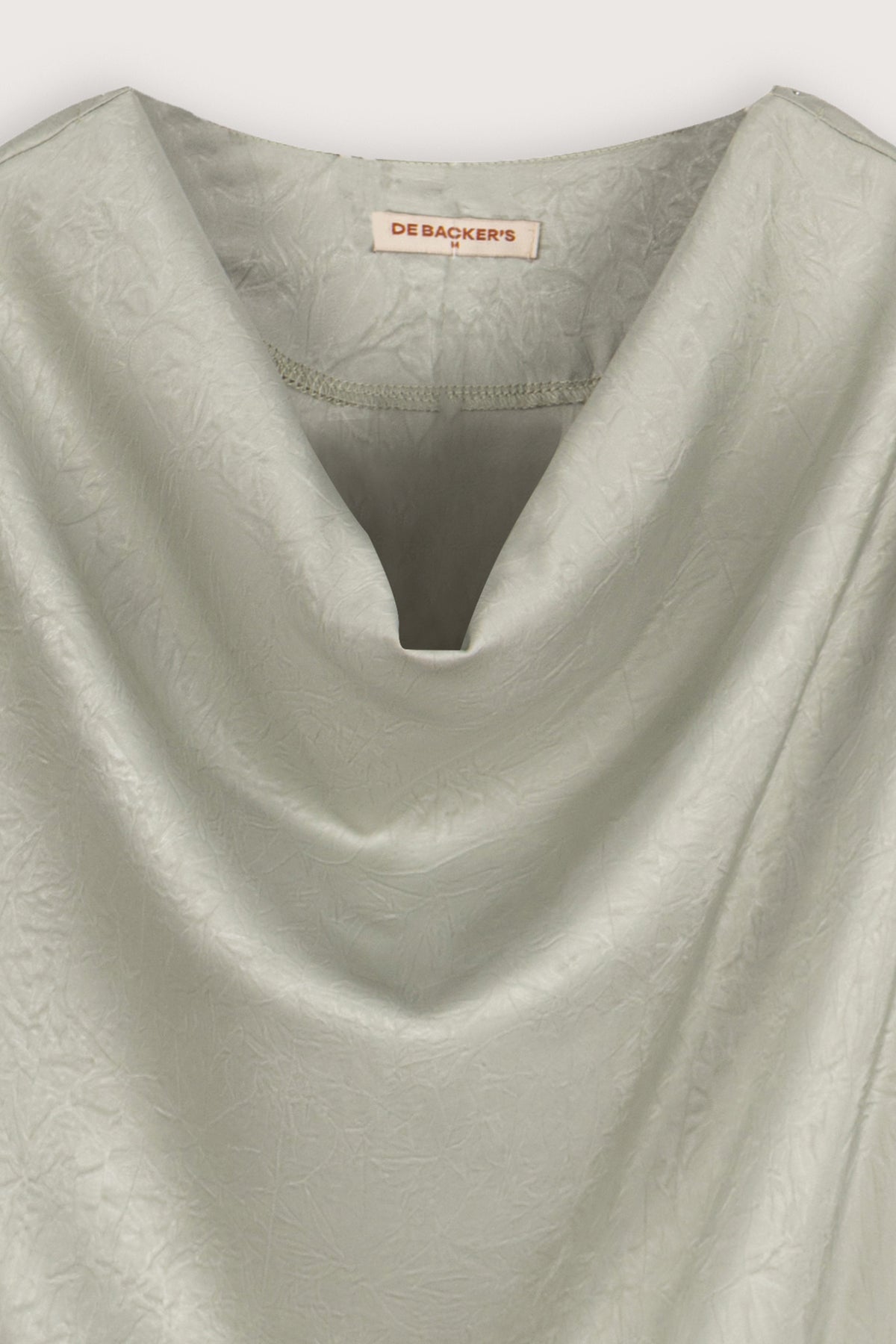 Light Olive Cowl-Neck Satin Blouse