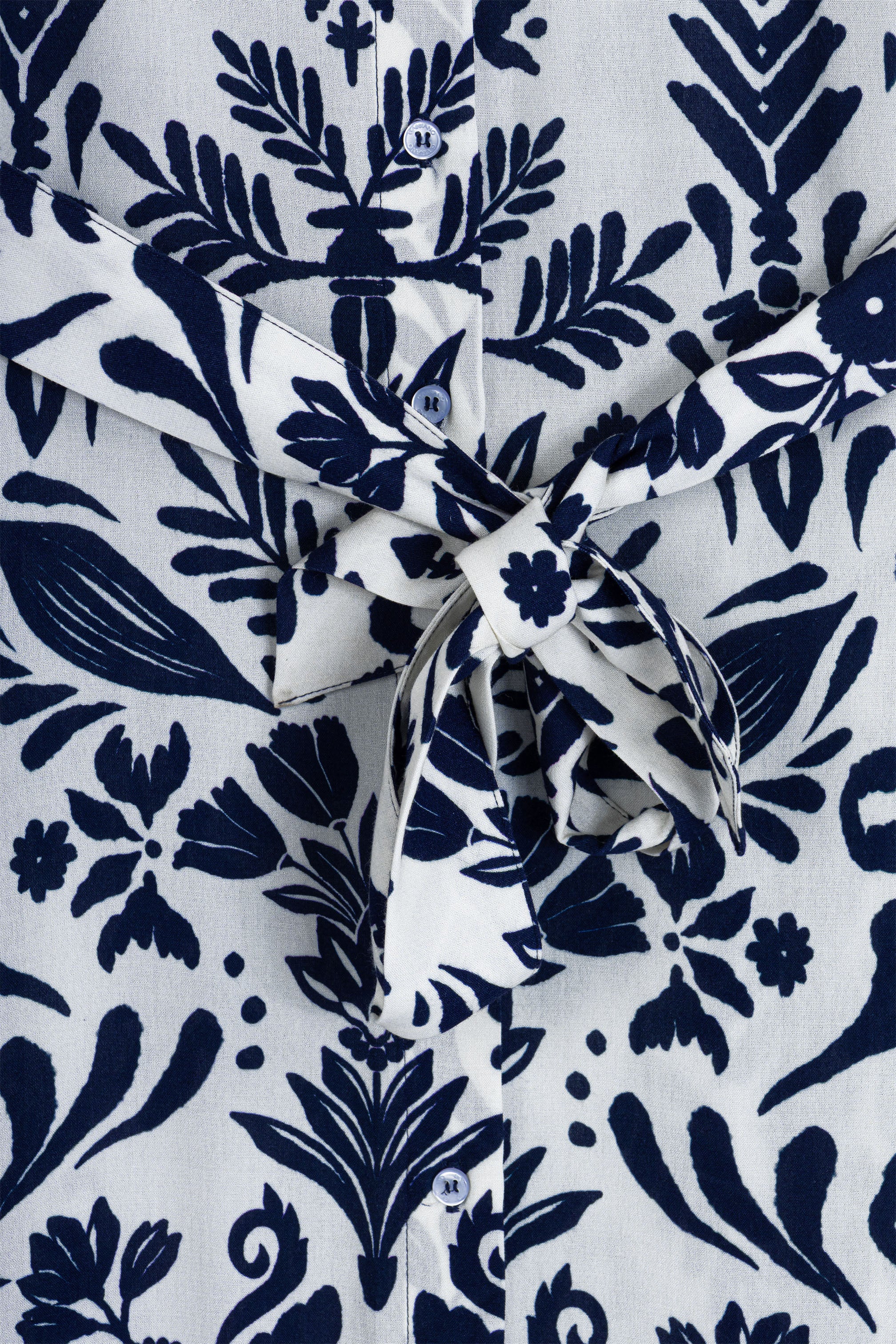 Navy Printed Casual Midi Dress