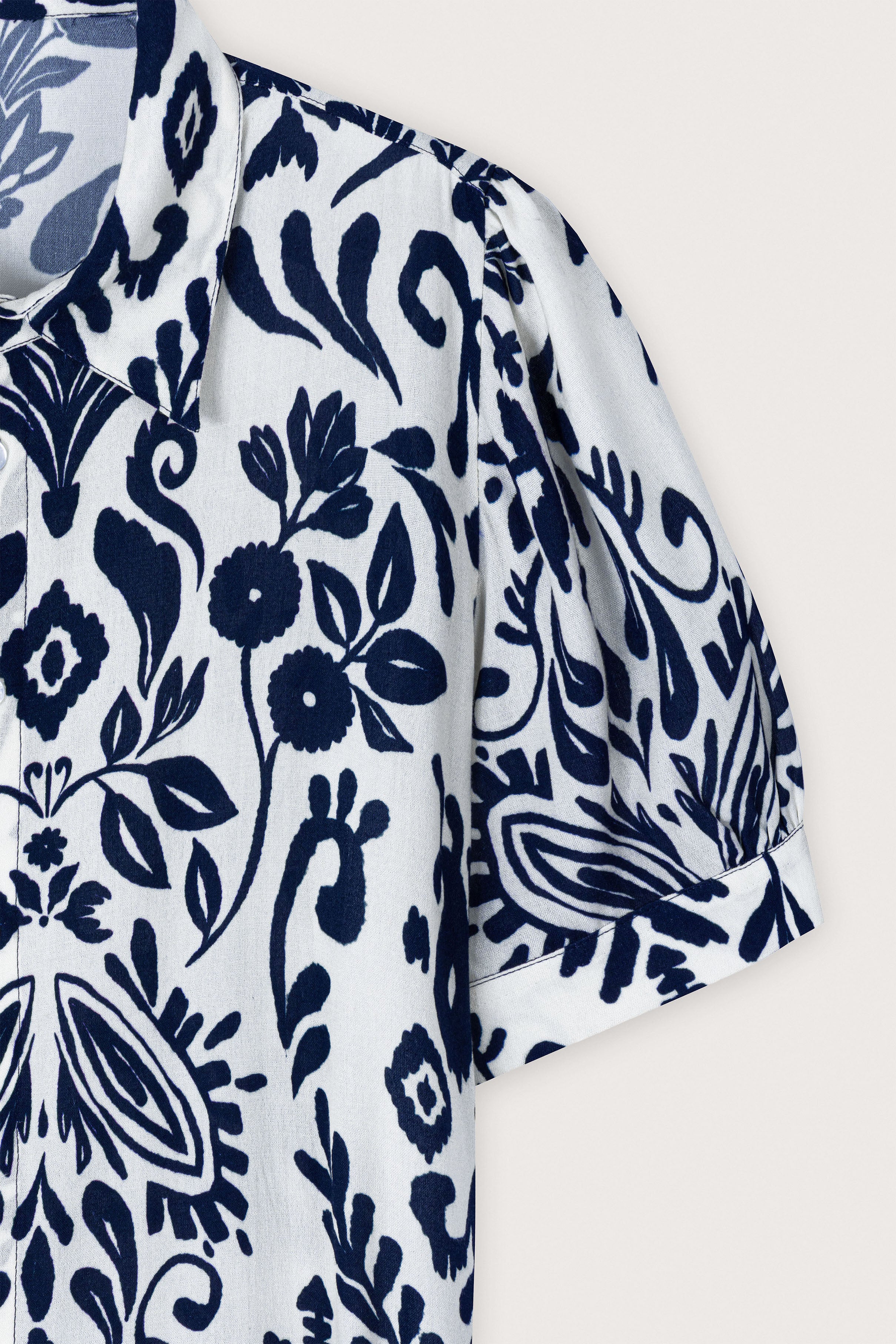 Navy Printed Casual Midi Dress