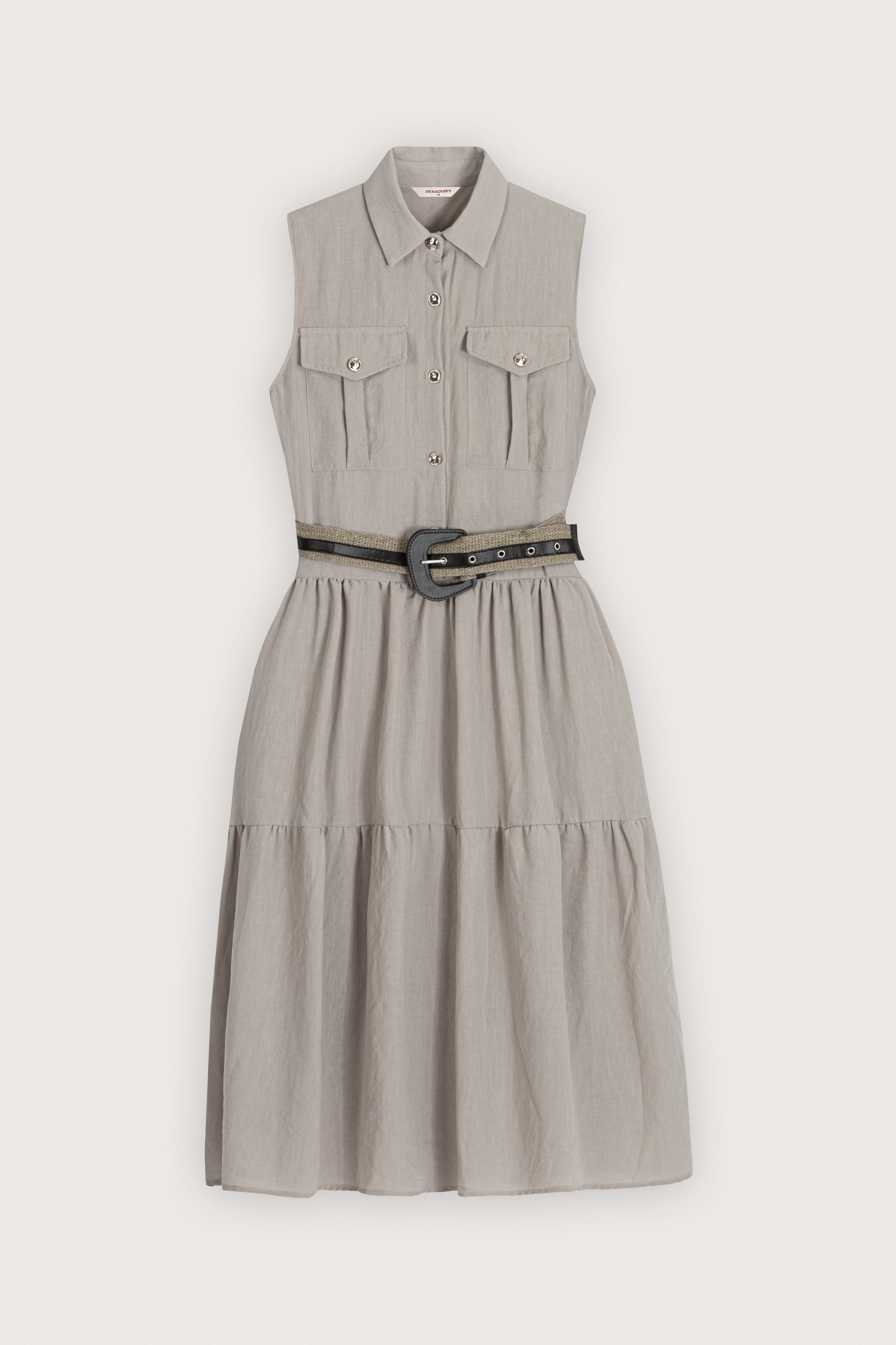 Beige Sleeveless Midi Dress