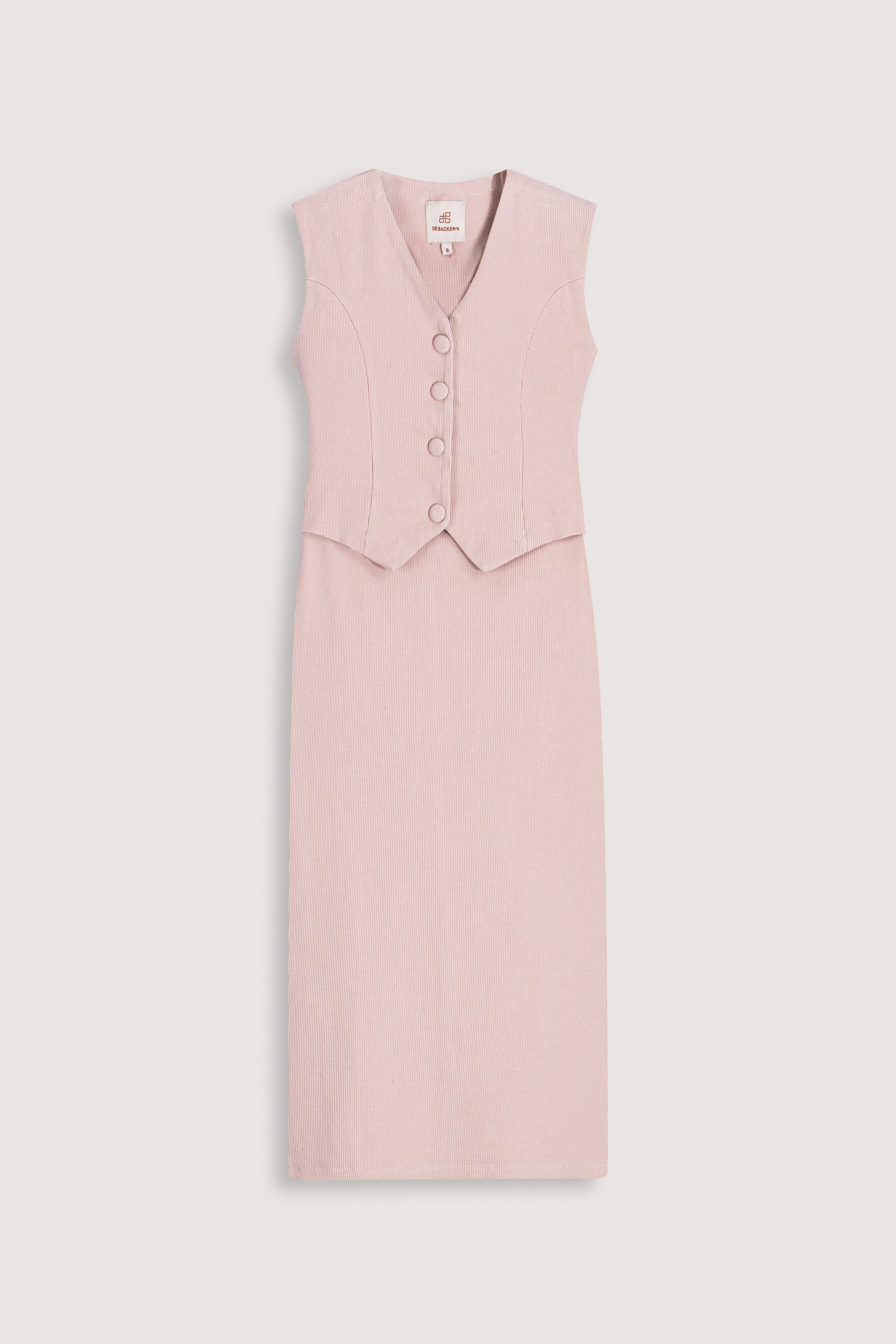 Light Rose Ribbed Casual Dress