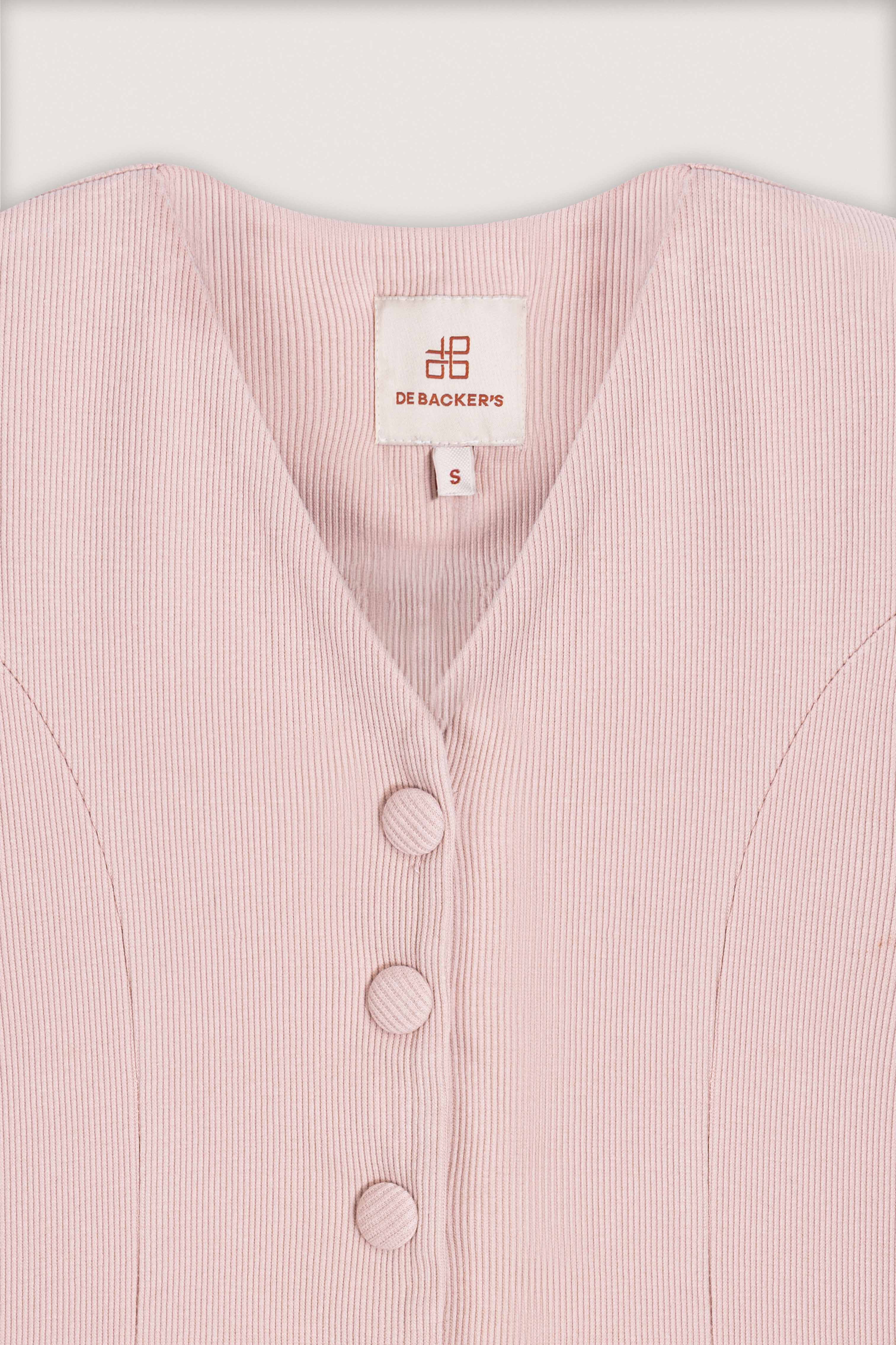 Light Rose Ribbed Casual Dress