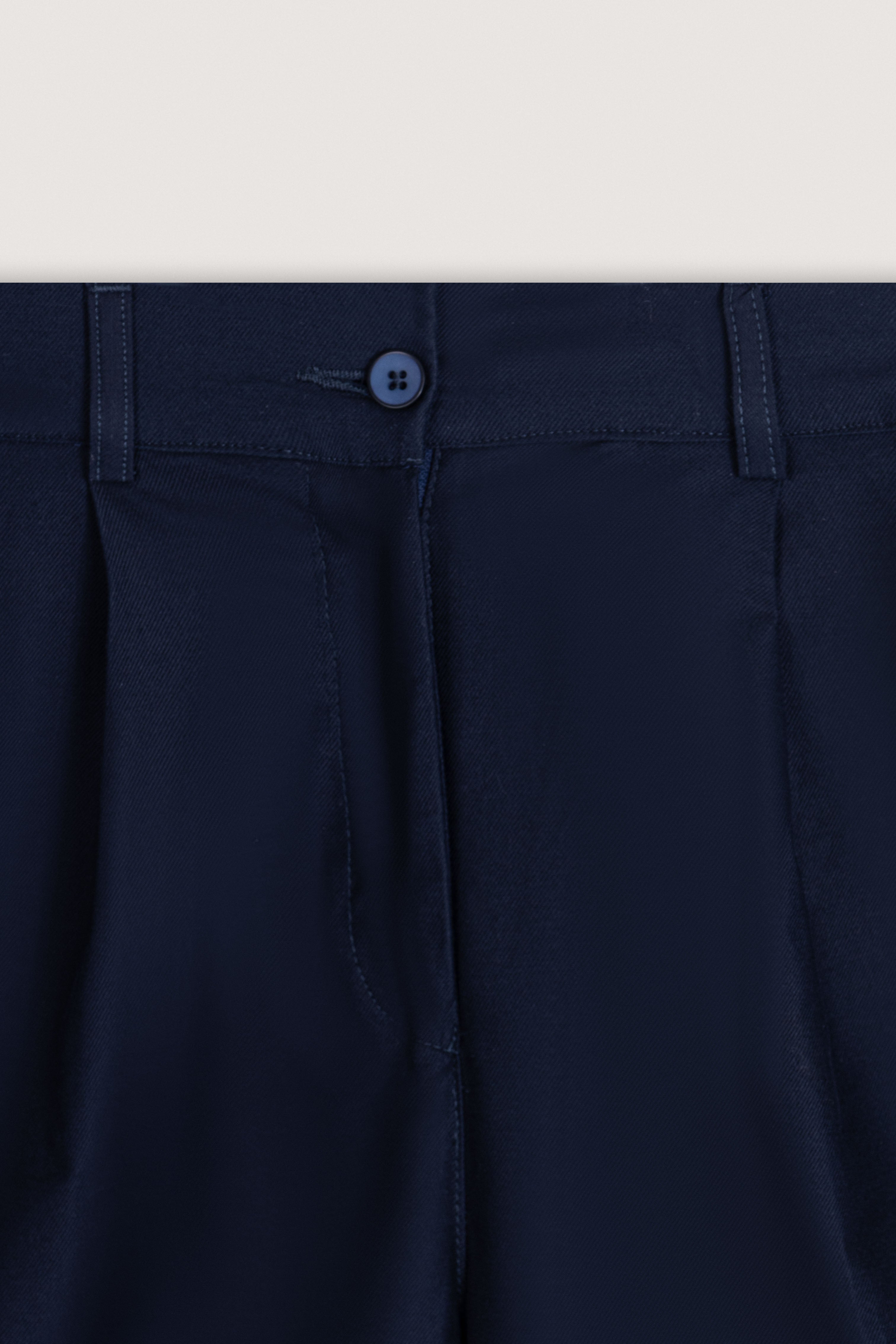 Navy Wide-Leg Casual Women's Pants