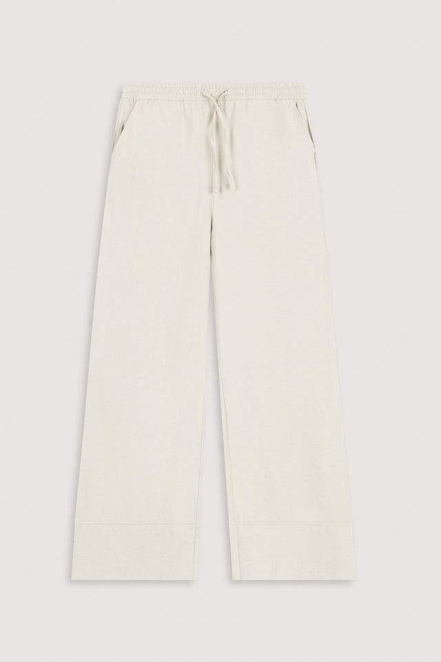 Cream Wide-Leg Casual Women's Pants
