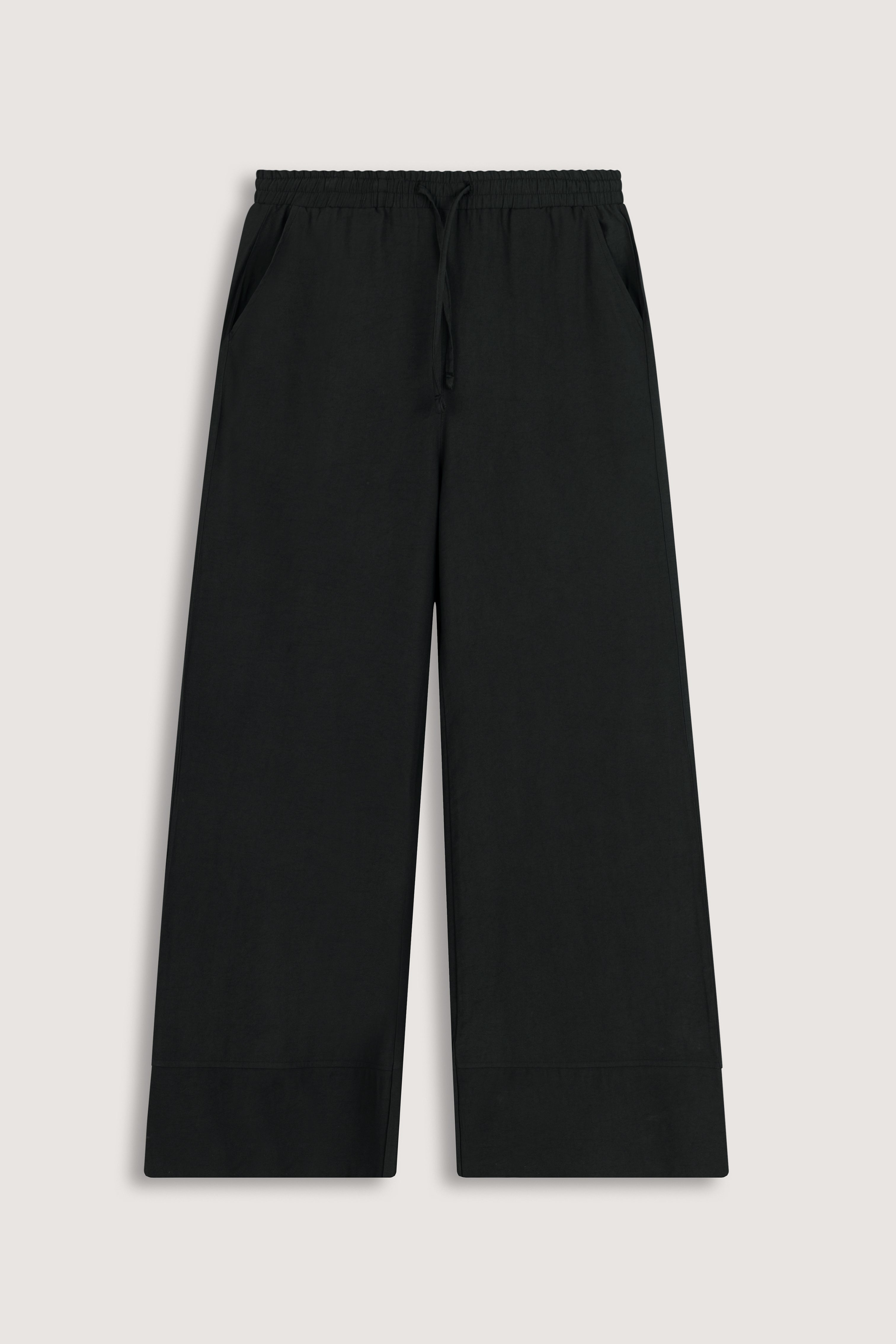 Black Wide-Leg Casual Women's Pants