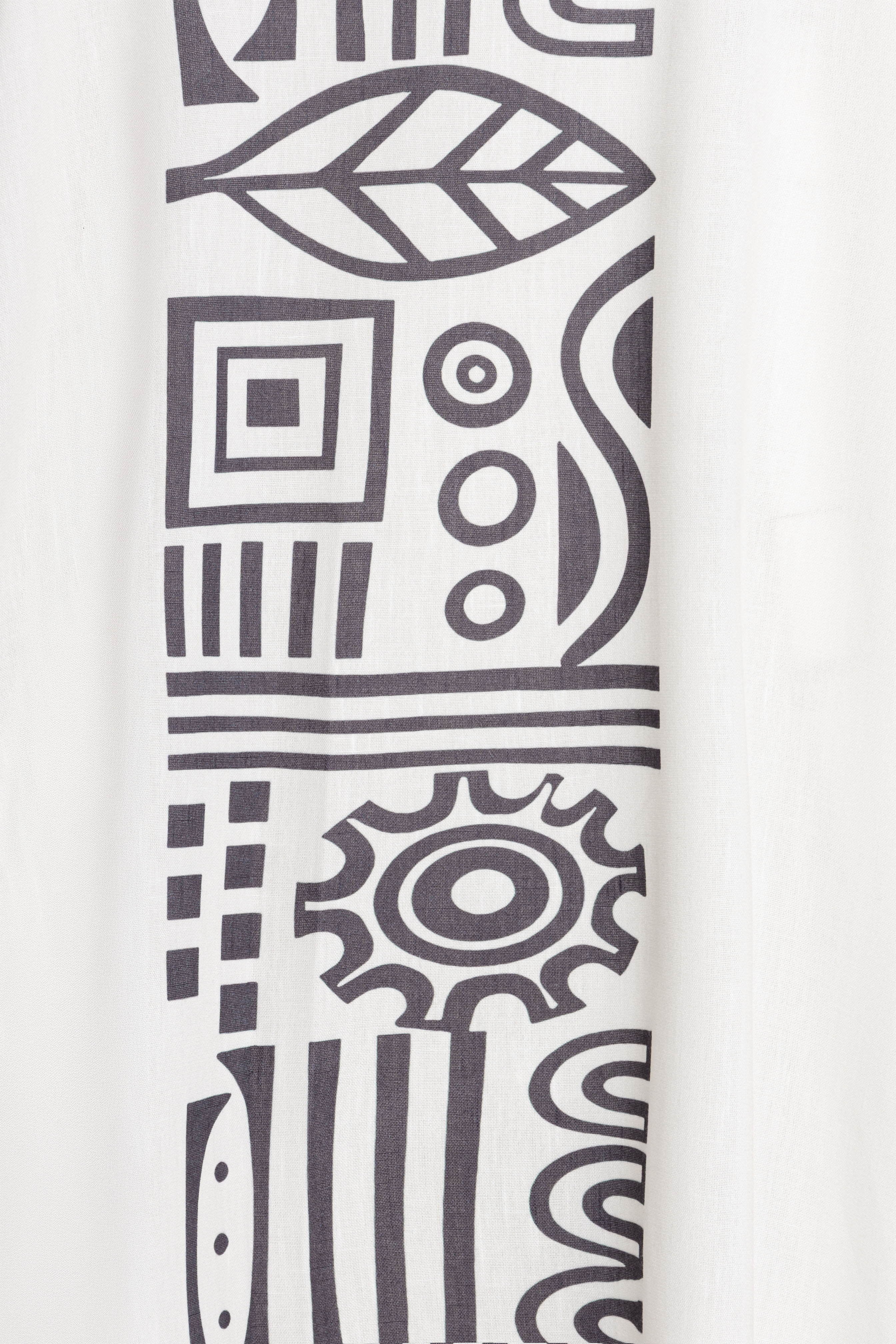 White Printed Linen Blend Cardigan