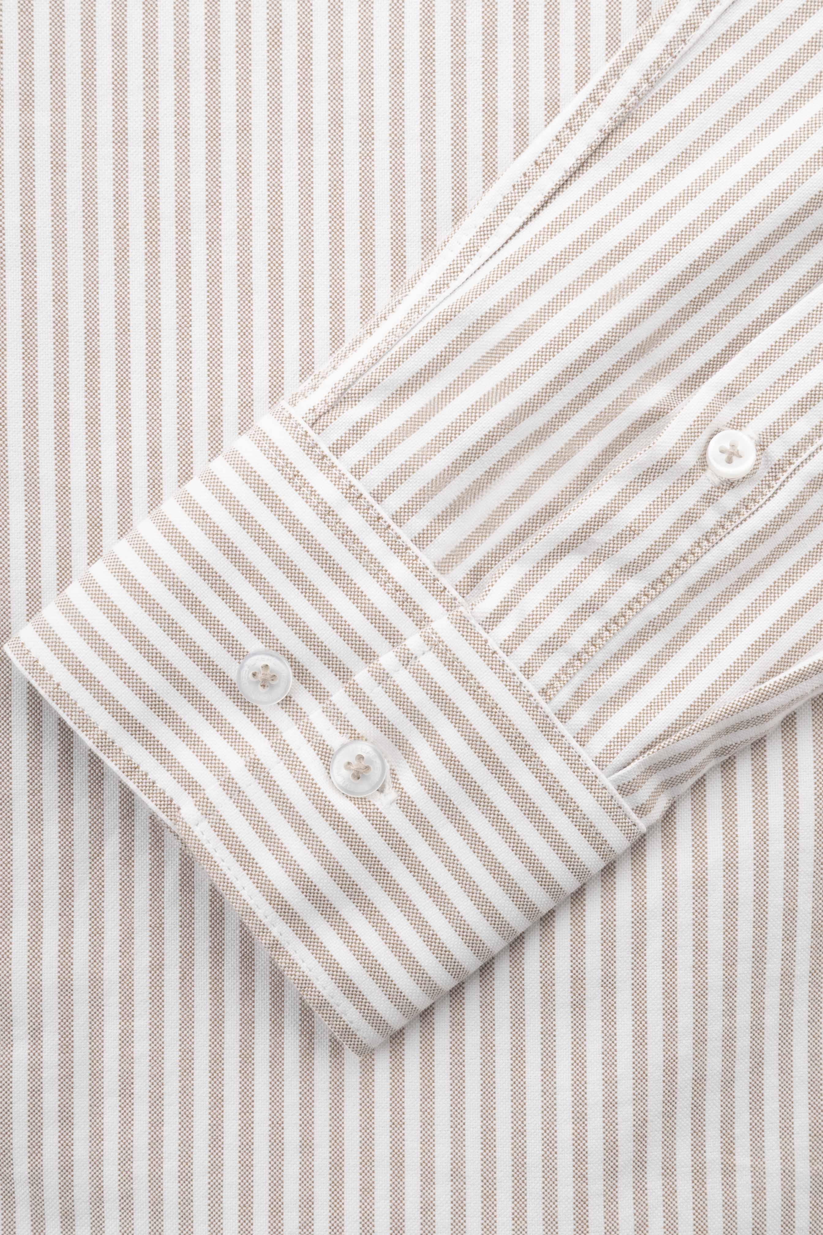 Beige Striped Oxford Smart Casual Shirt