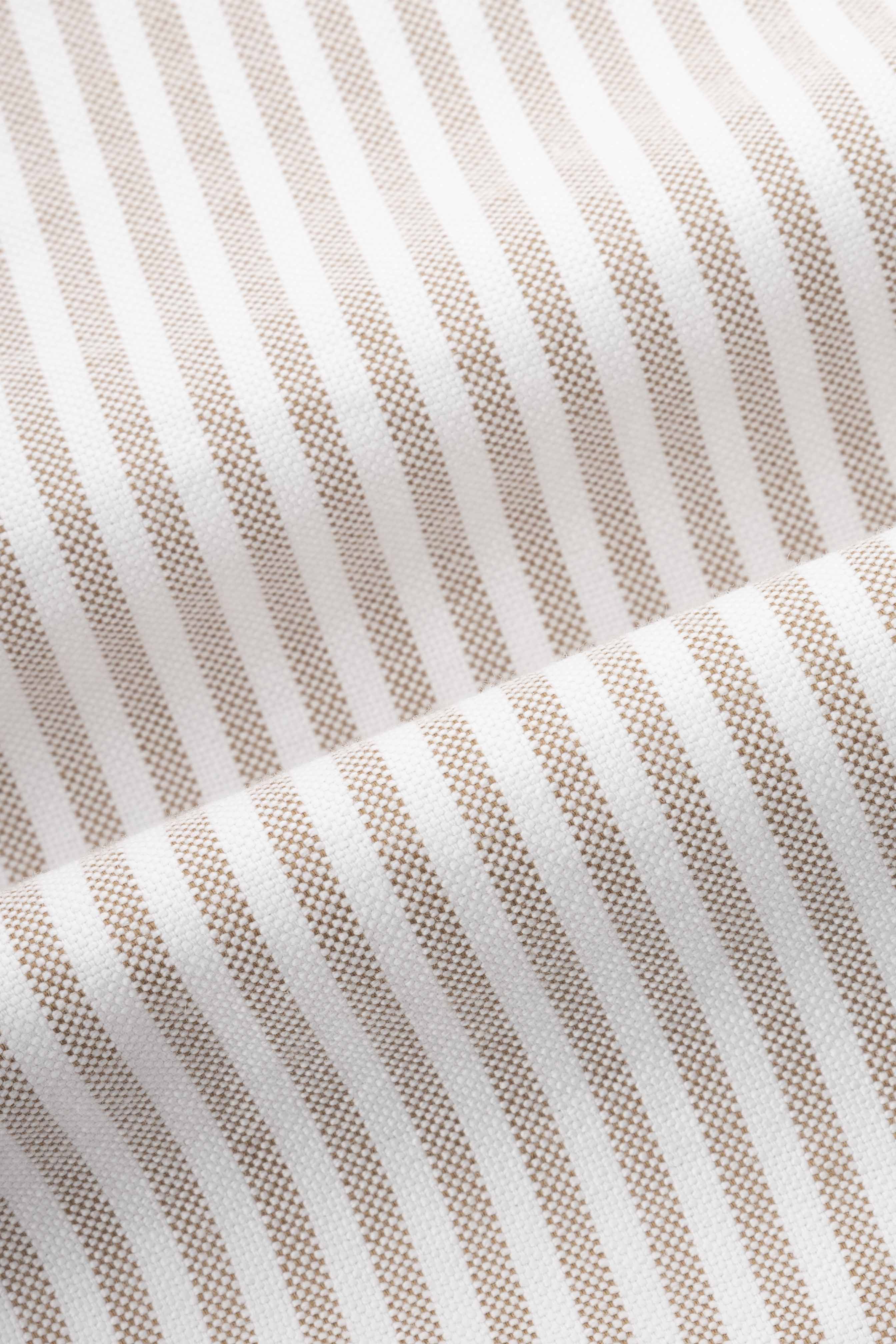 Beige Striped Oxford Smart Casual Shirt