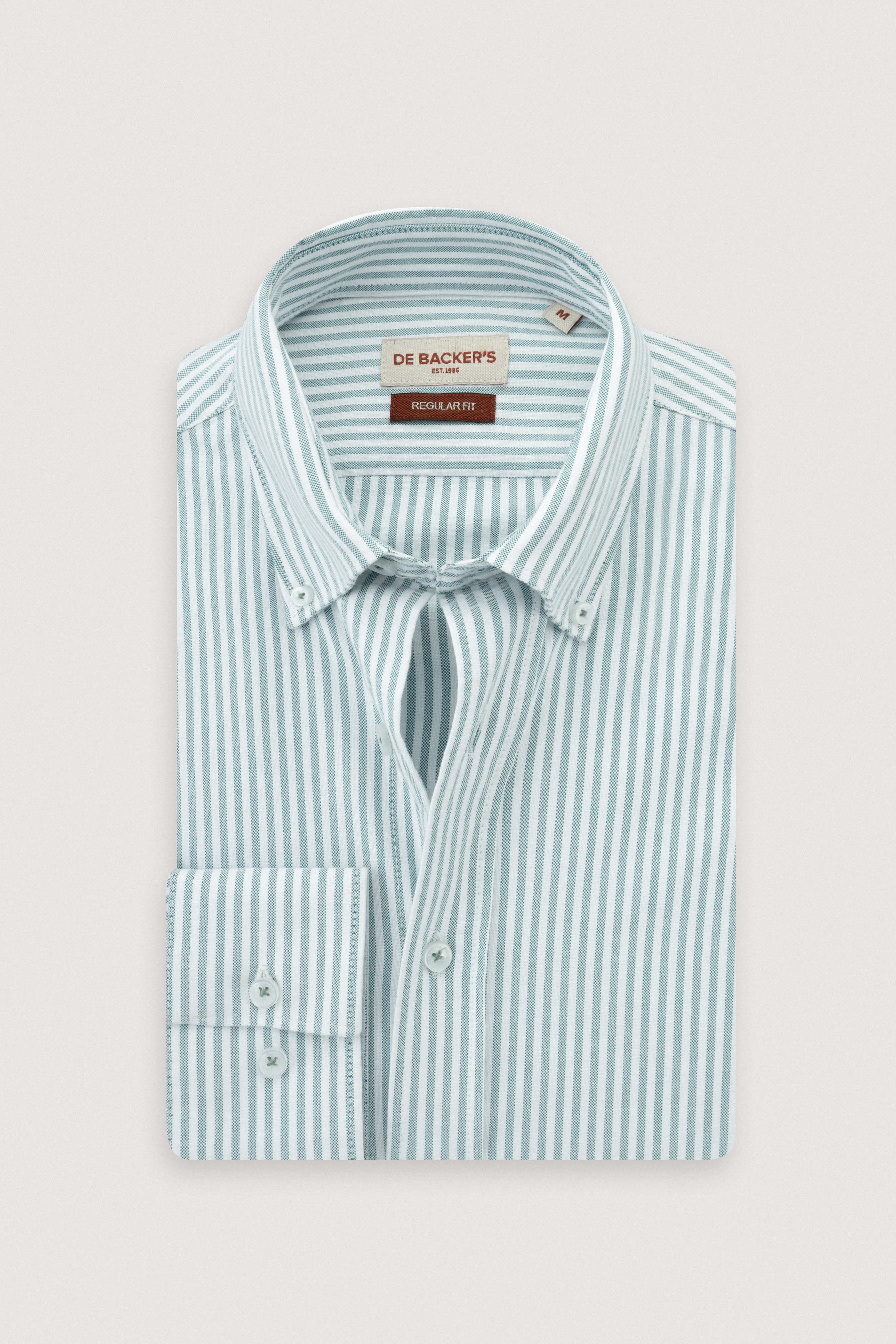 Turquoise Gray Striped Oxford Smart Casual Shirt