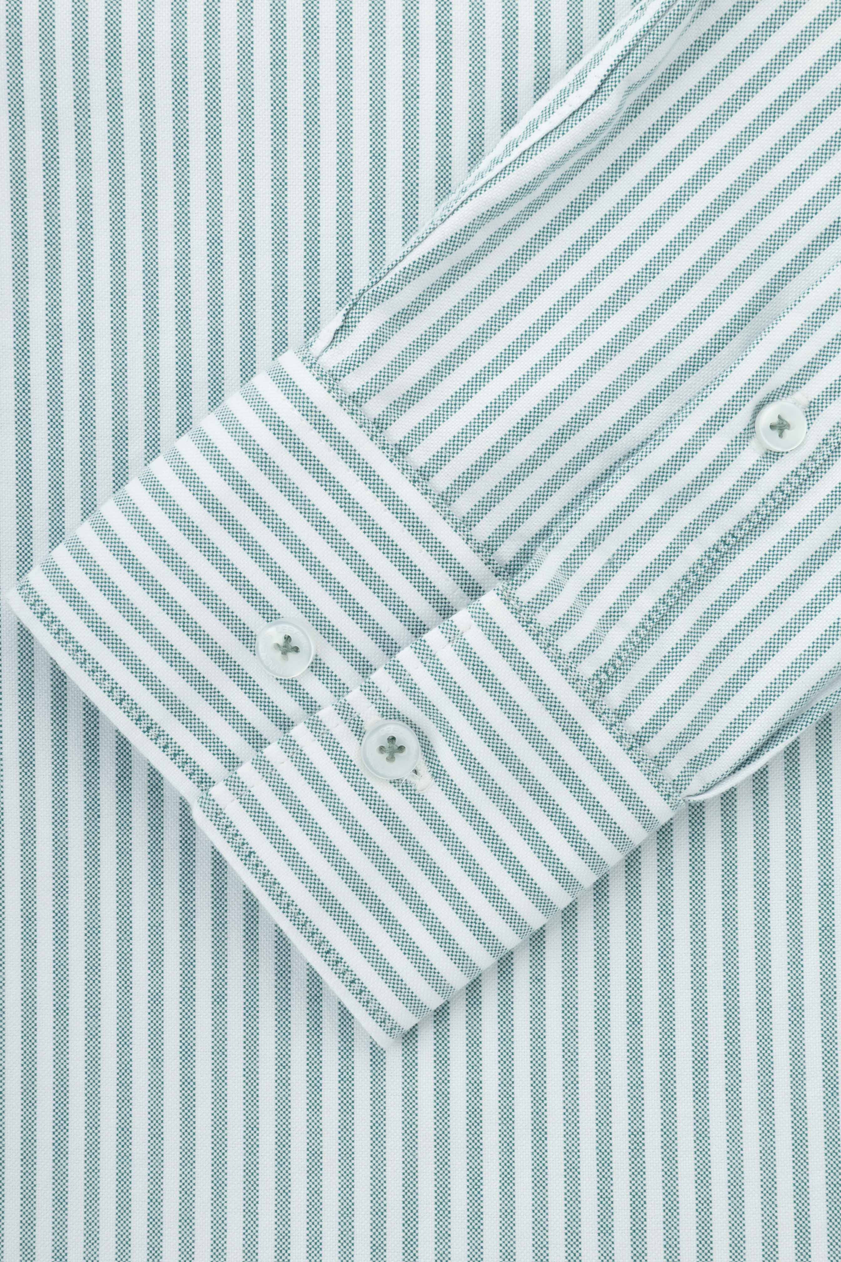 Turquoise Gray Striped Oxford Smart Casual Shirt