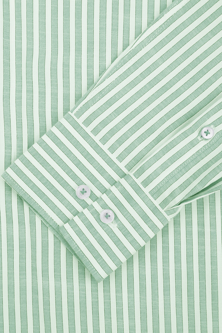 Striped Light Green Casual Shirt