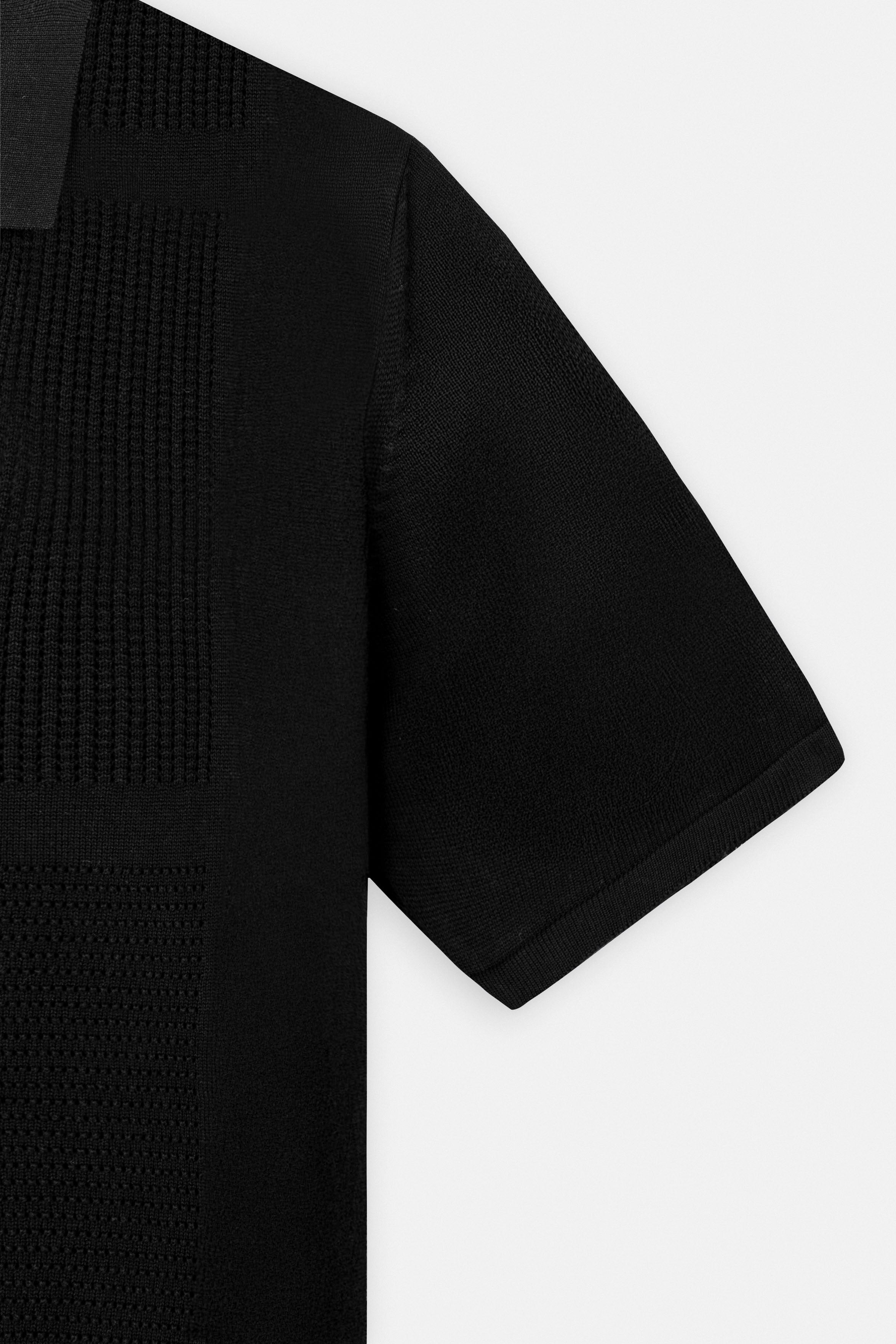 Knitted Black Short Sleeves Shirt