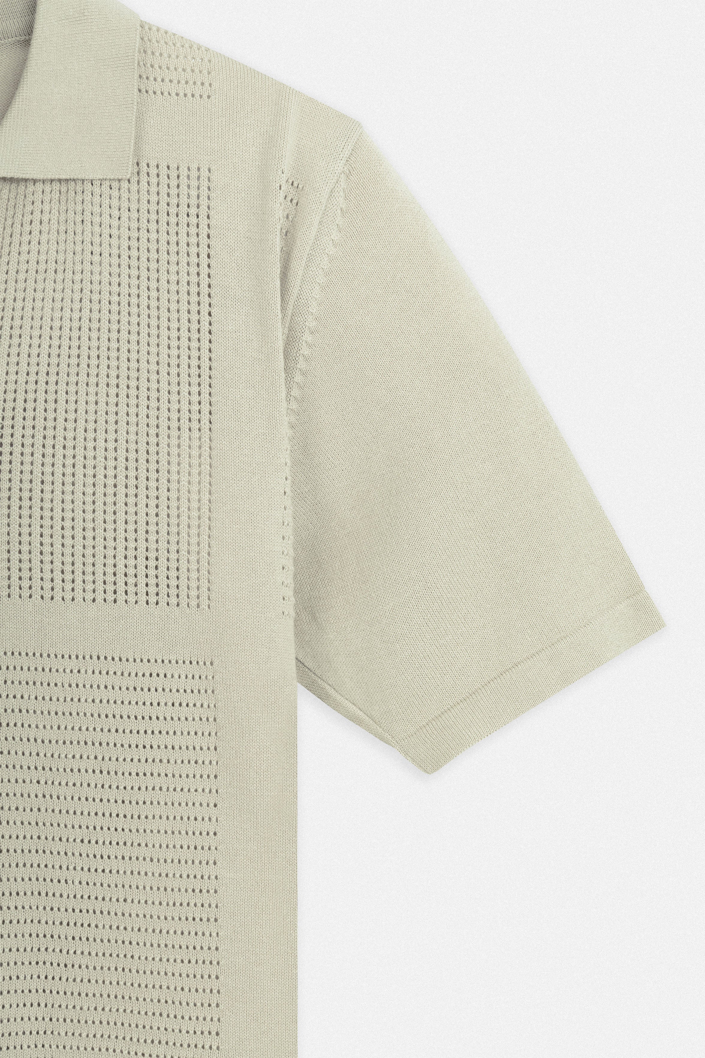 Knitted Beige Short Sleeves Shirt