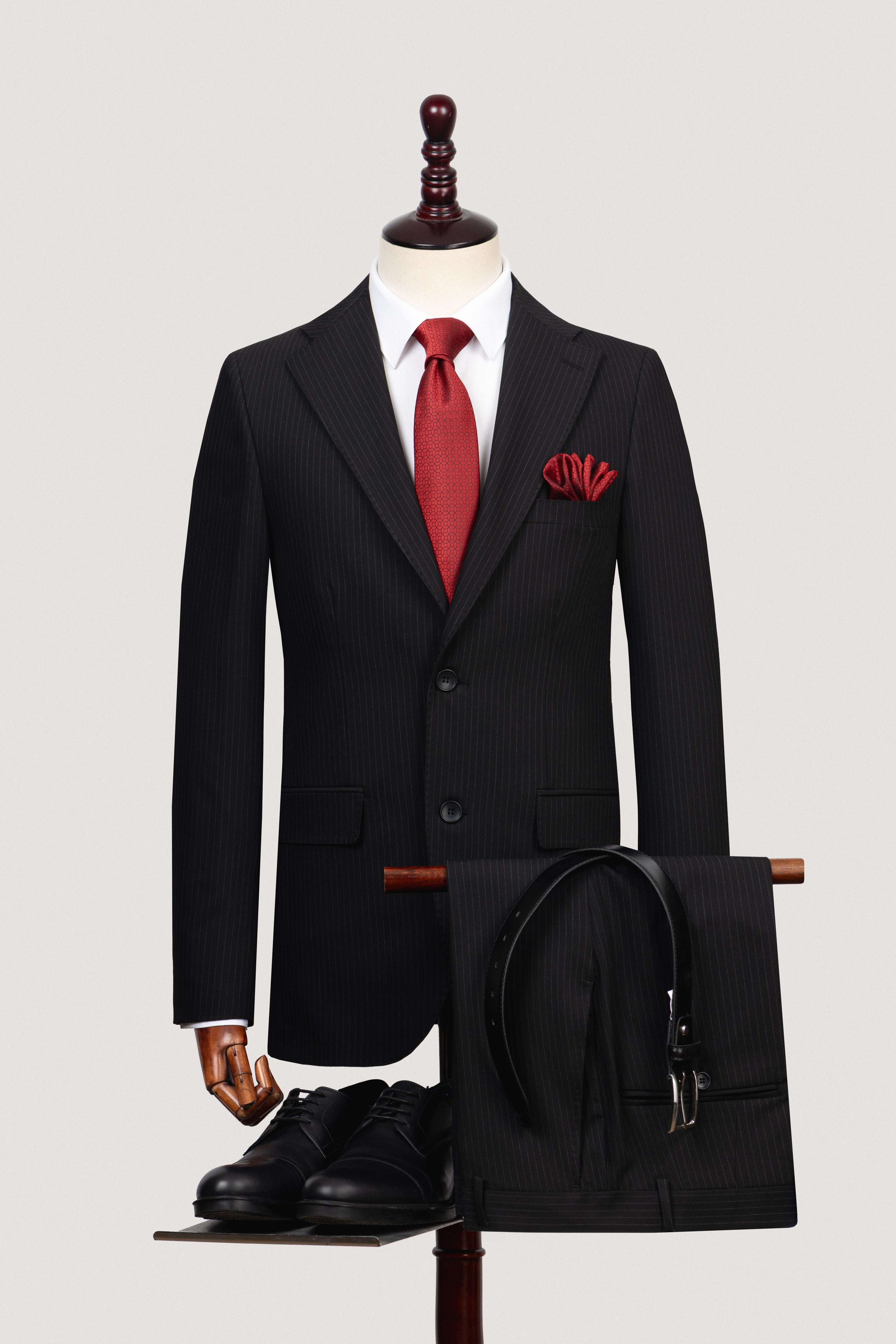 Black Striped Classic Suit