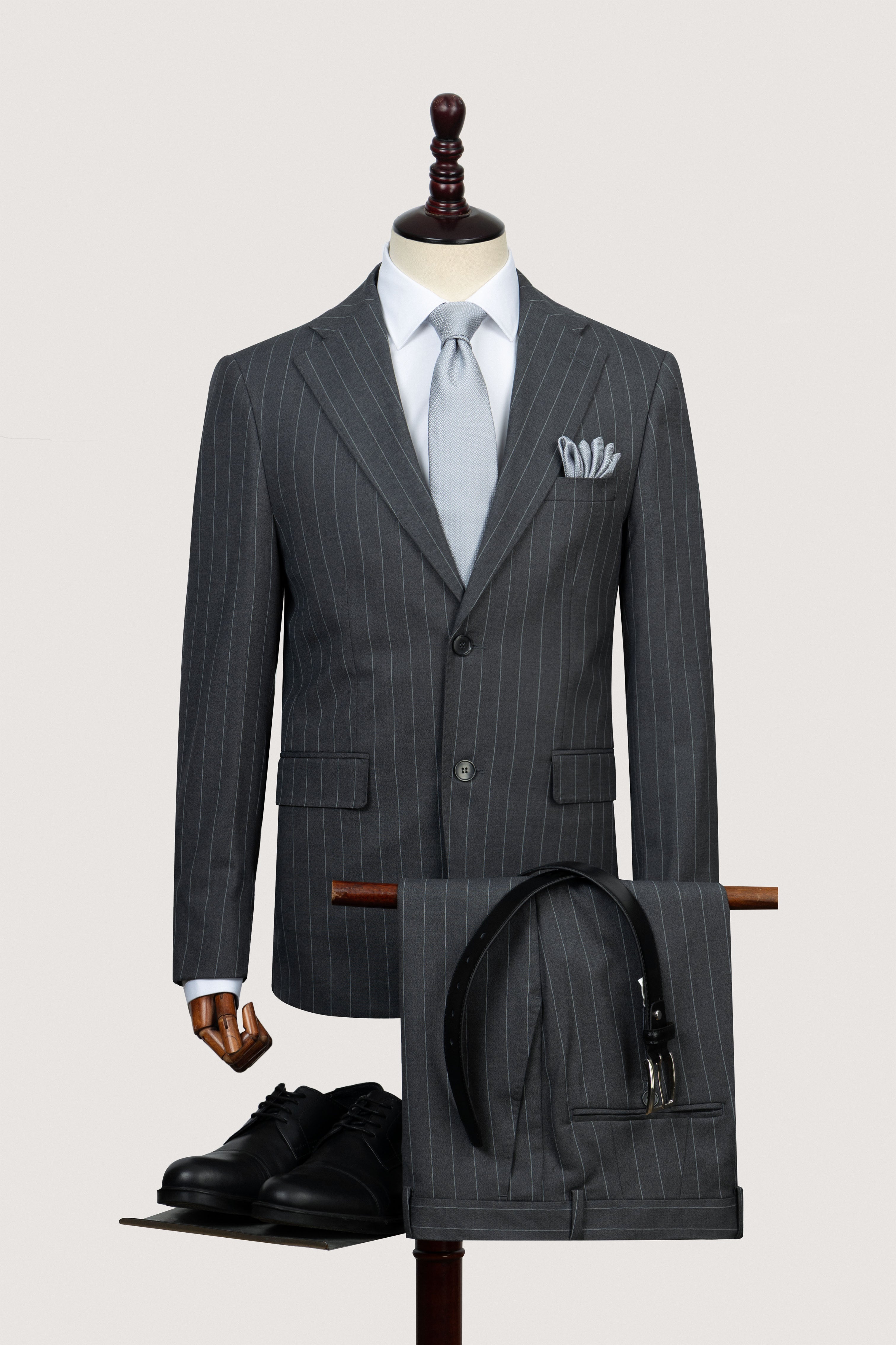 Gray Striped Classic Suit