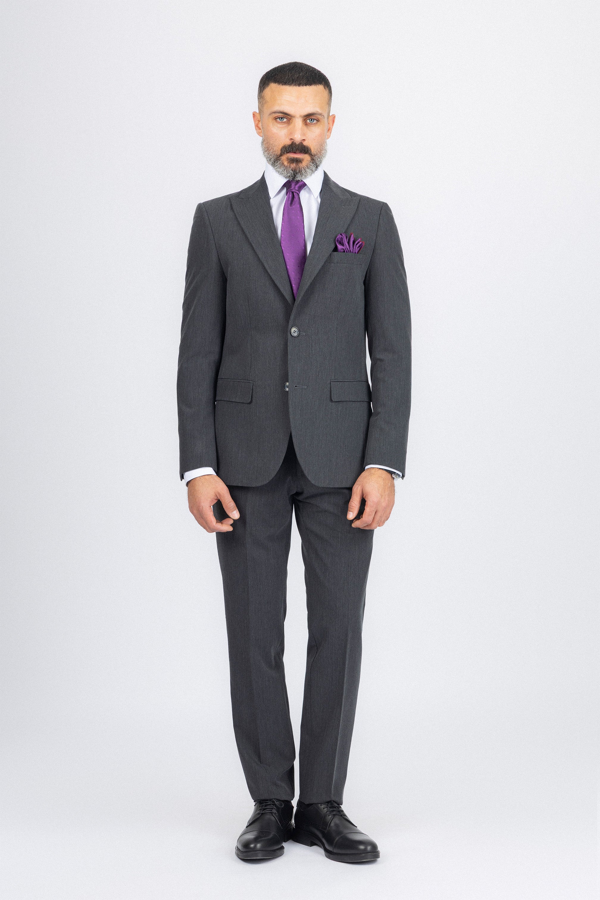 Dark Gray Striped Classic Suit