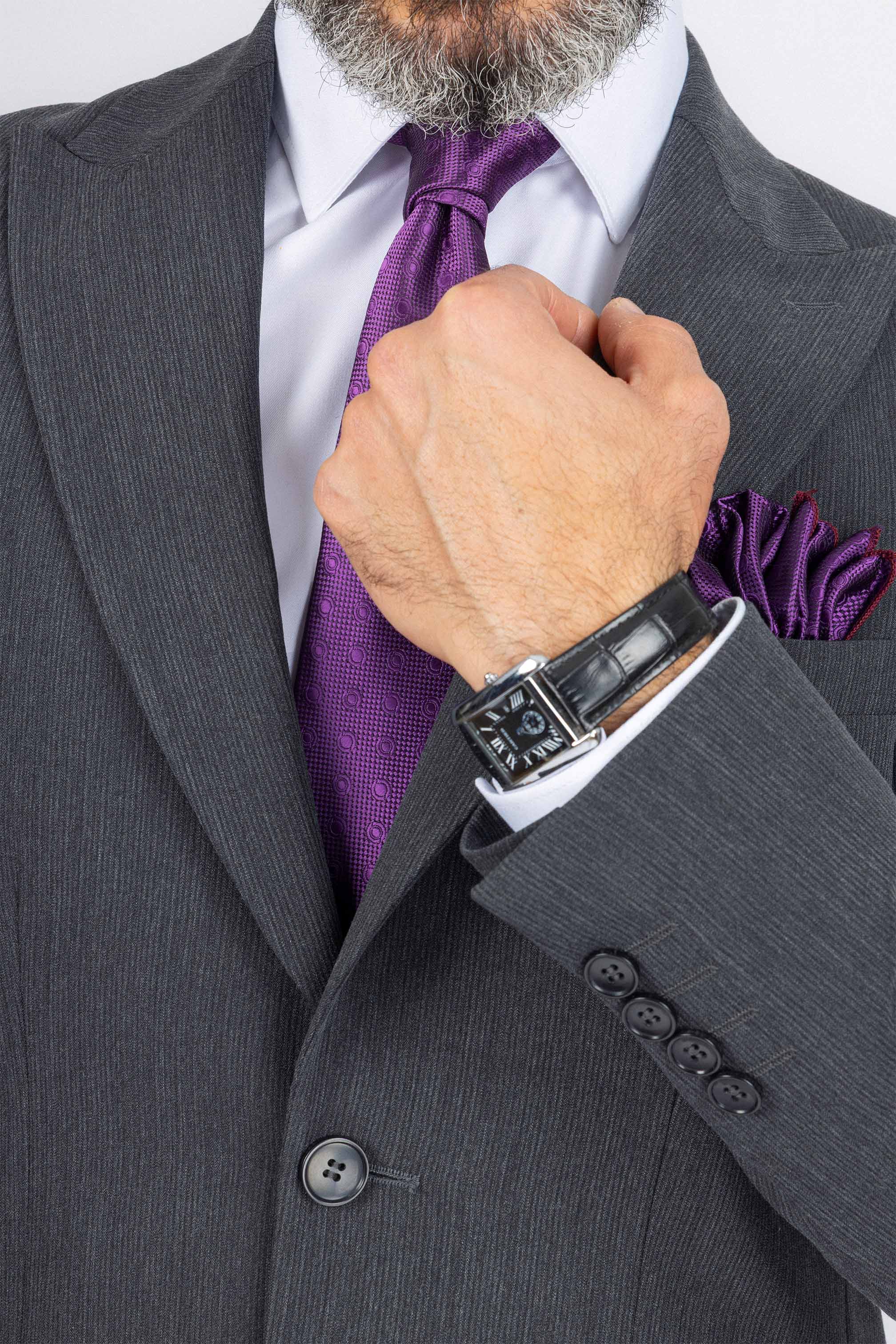 Dark Gray Striped Classic Suit