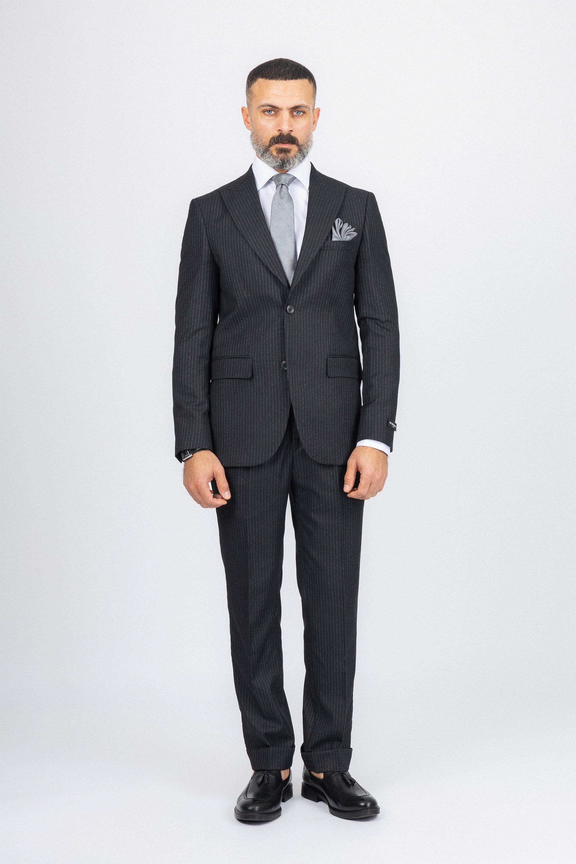Dark Gray Striped Classic Suit
