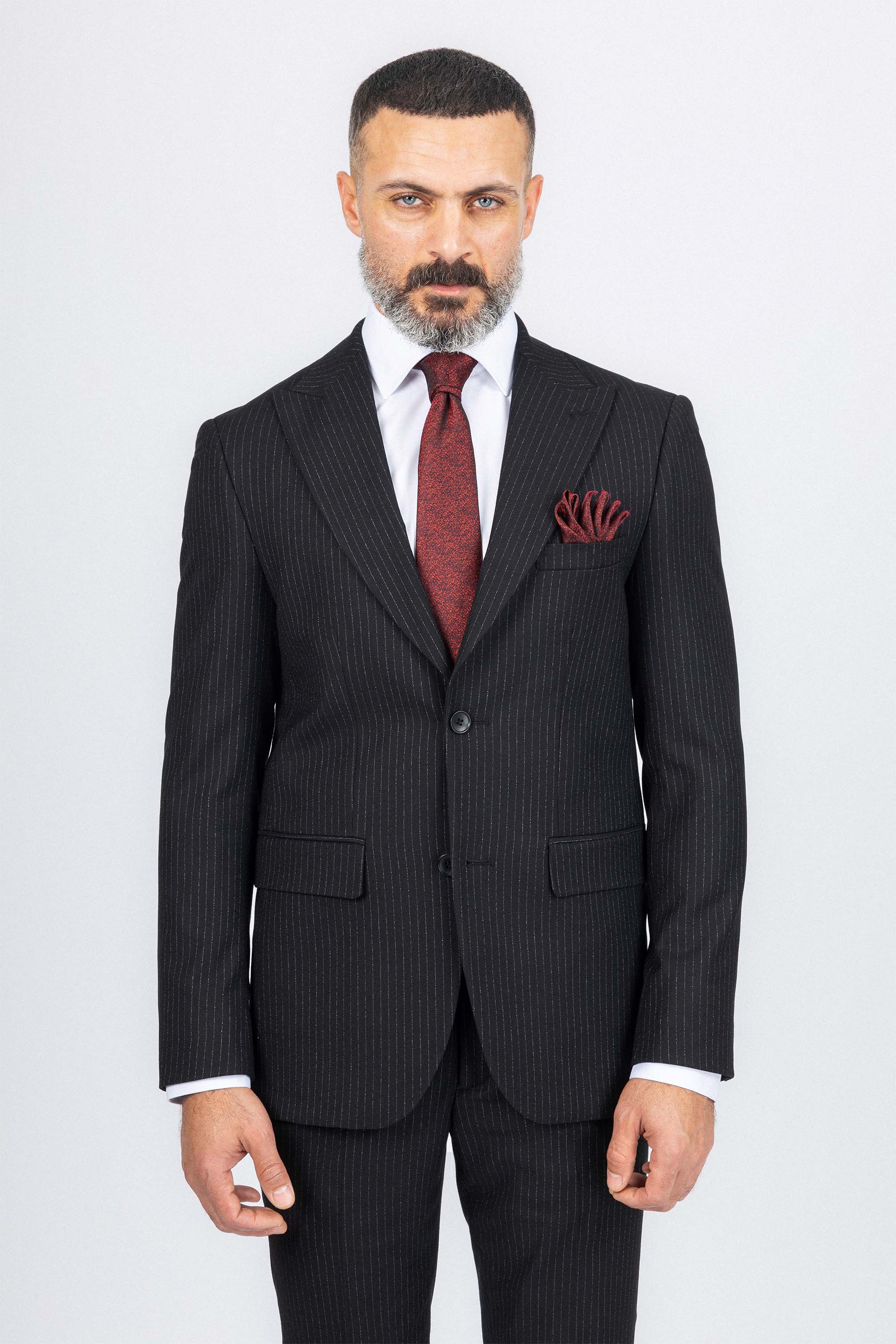 Black Striped Classic Suit