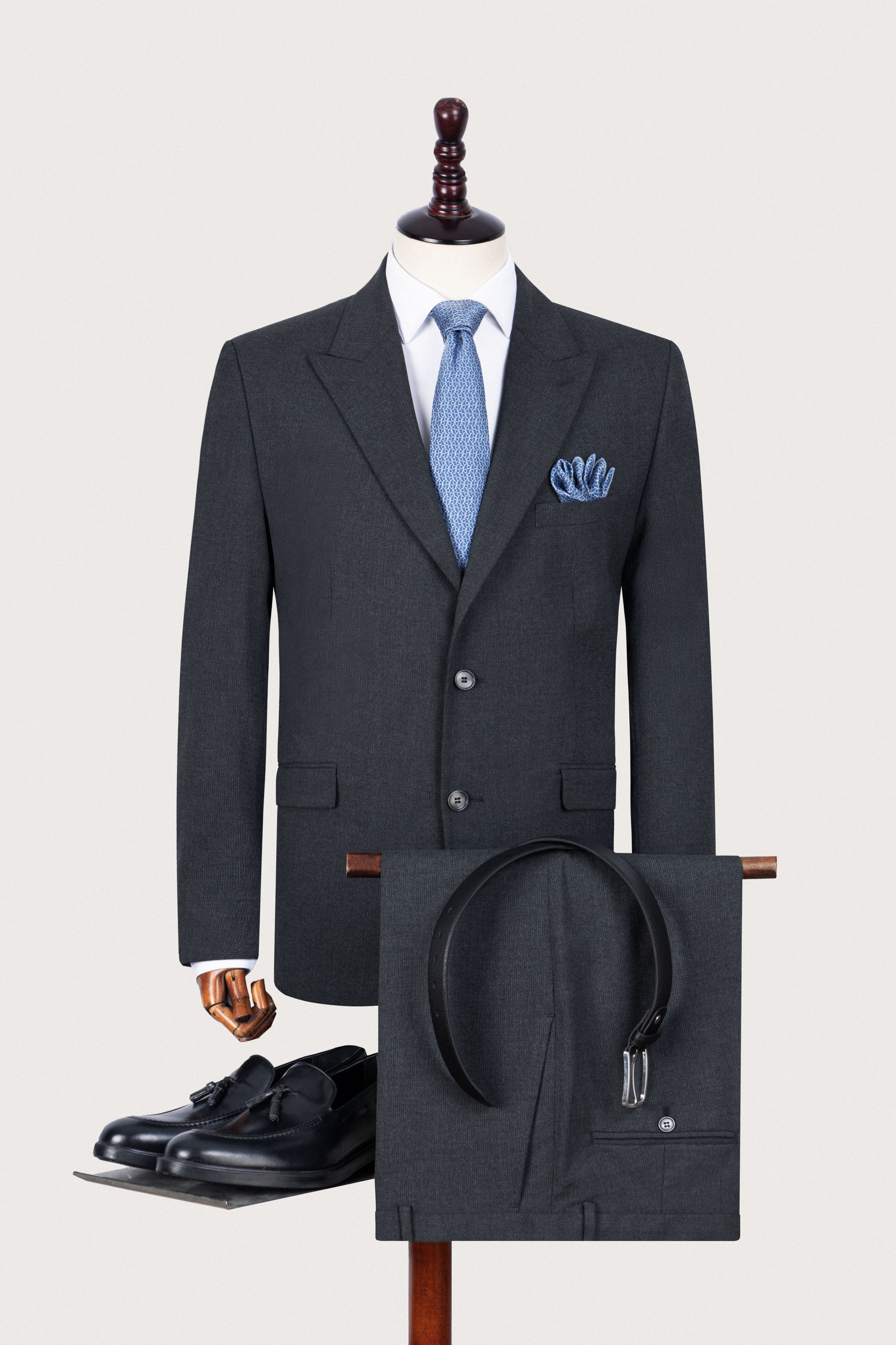 Dark Gray Patterned Formal Suit