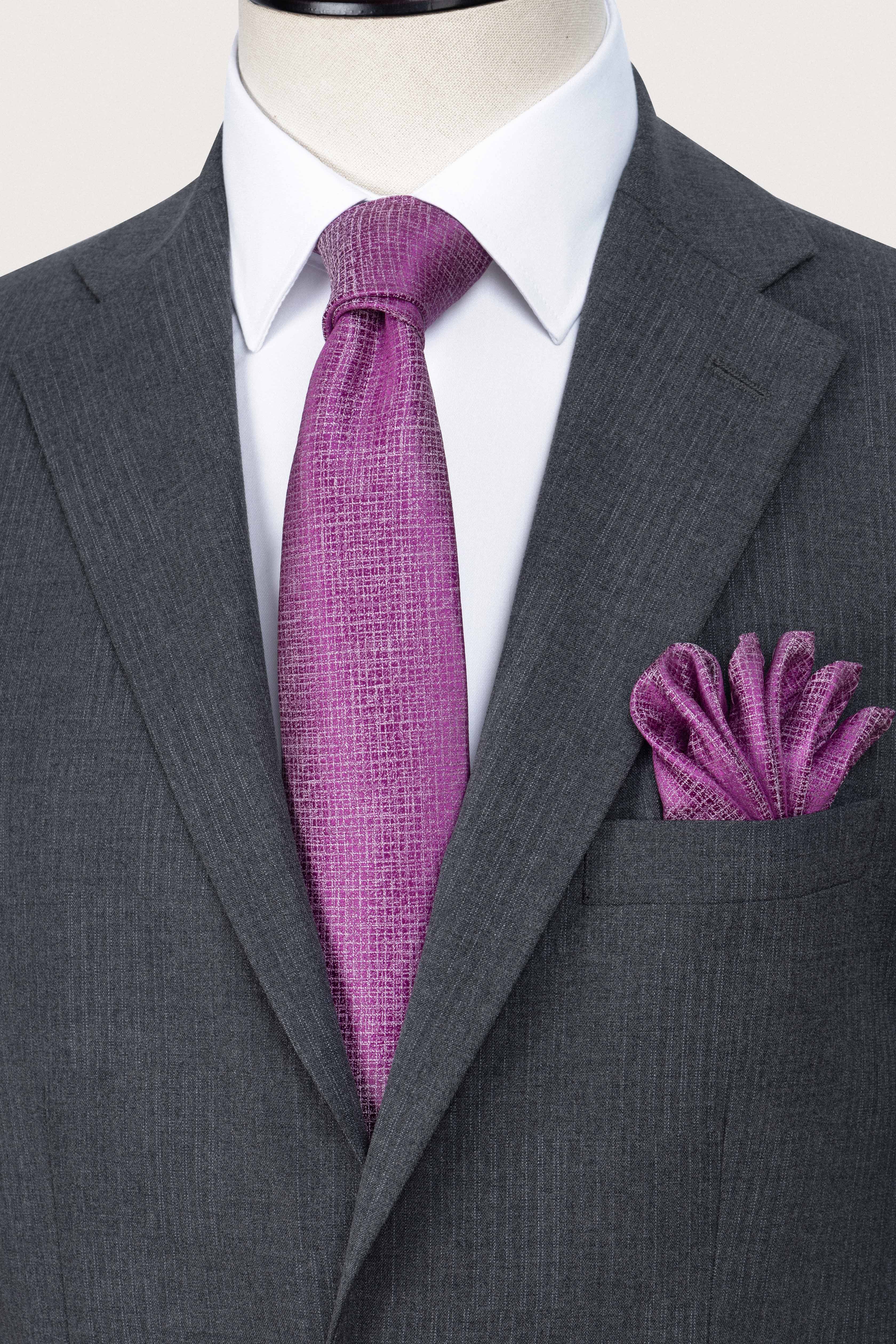 Dark Gray Textured Formal Suit