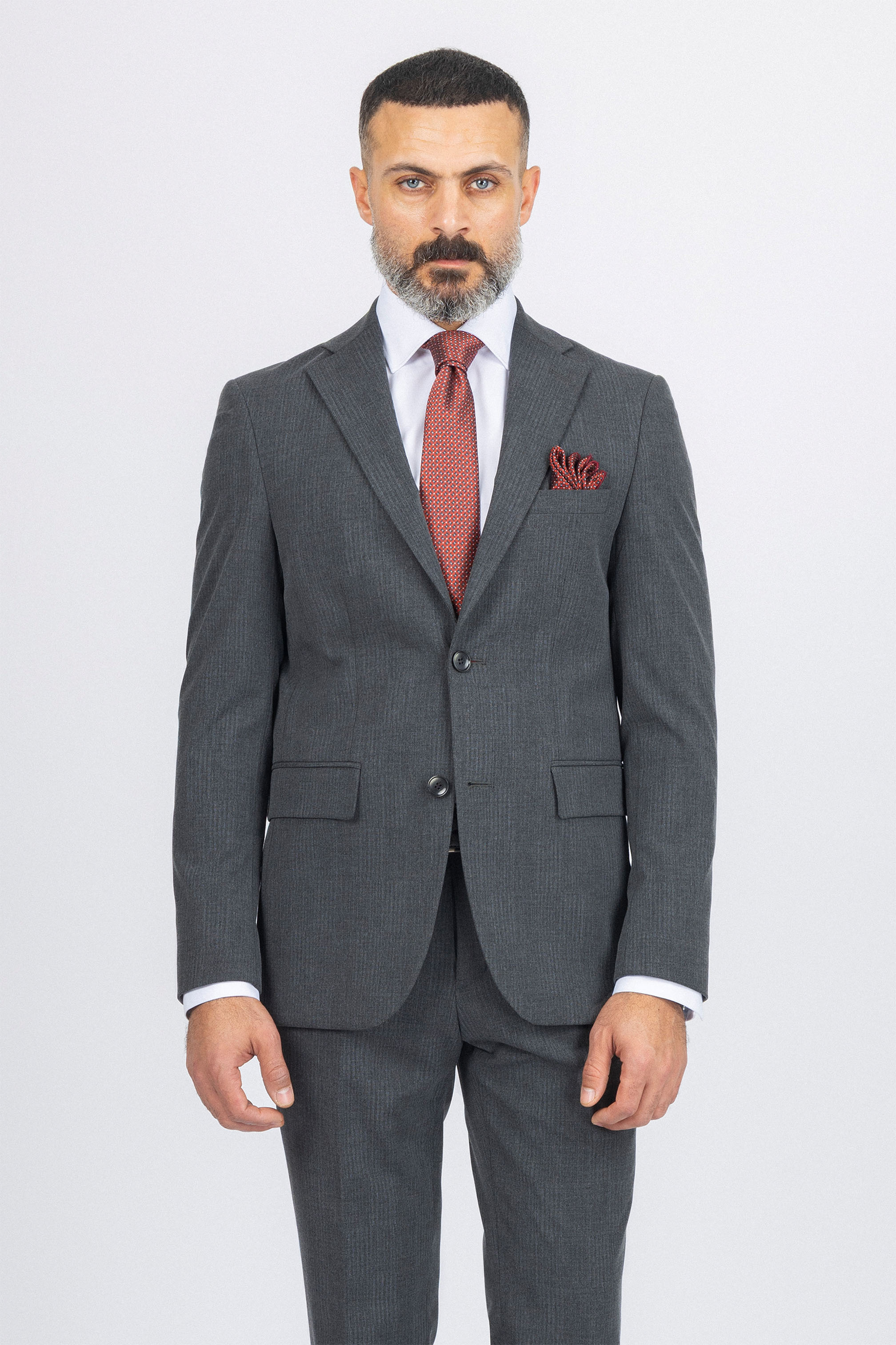 Dark Gray Textured Formal Suit