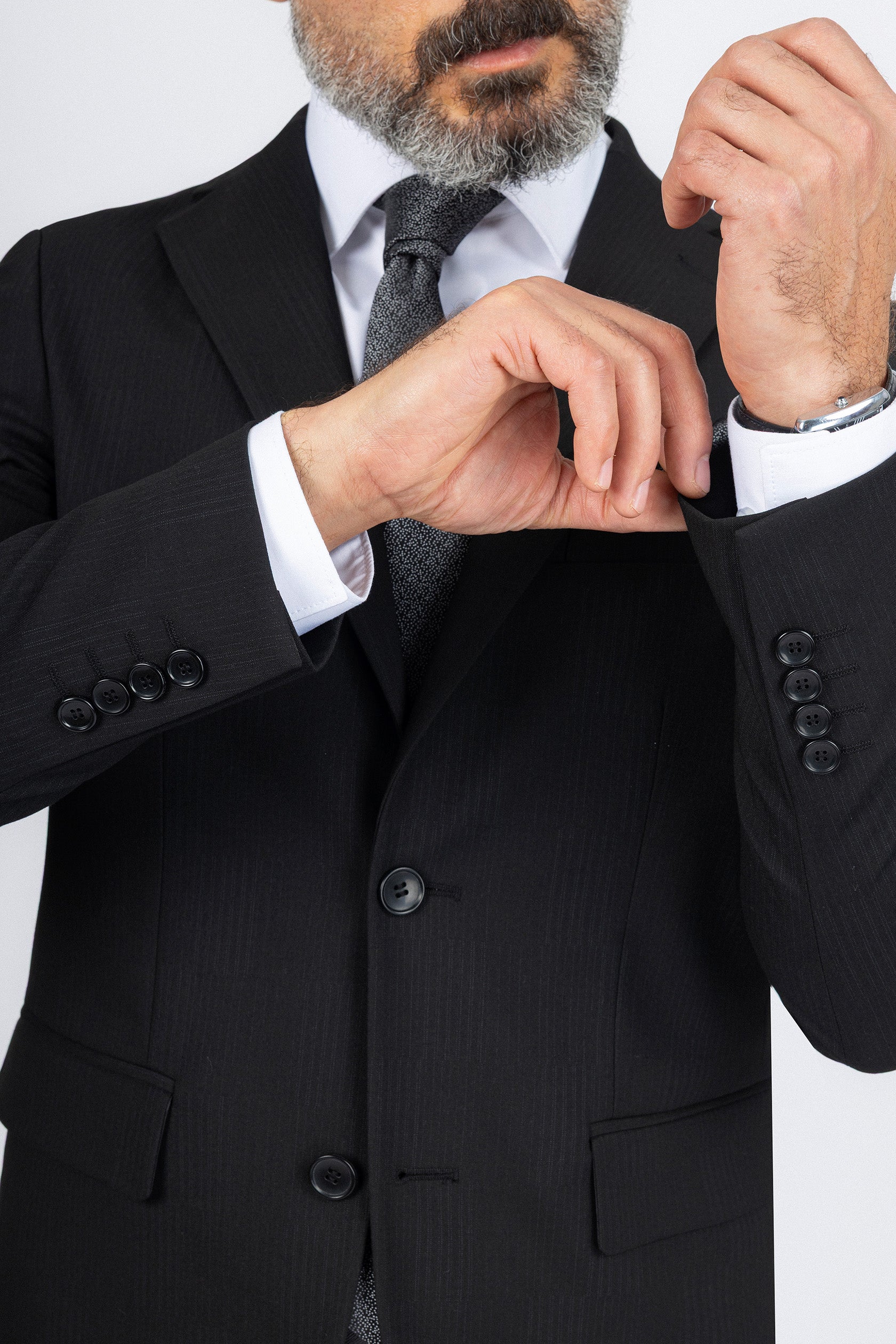 Black Fine Pinstripe Formal Suit