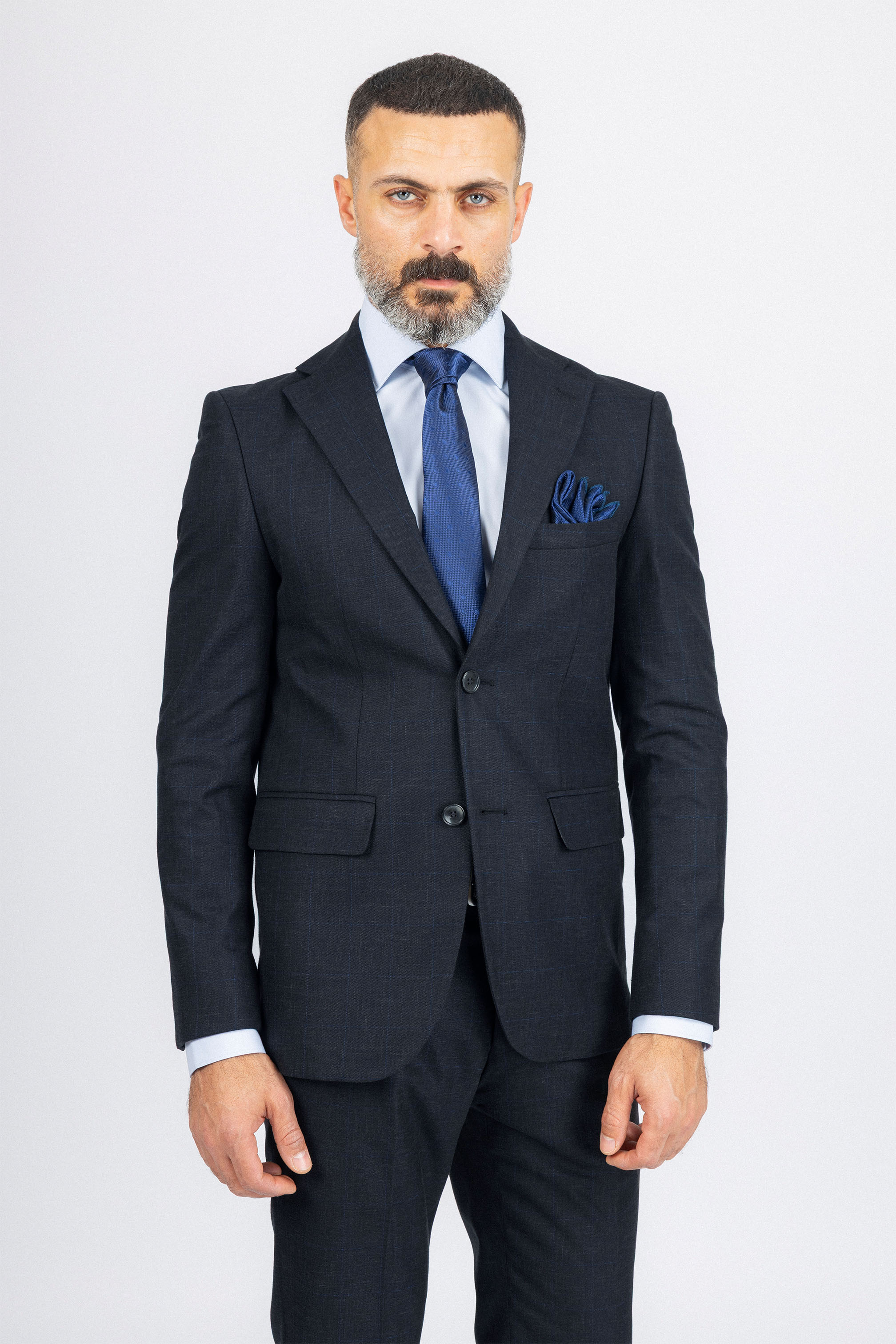 Dark Gray Checked Formal Suit