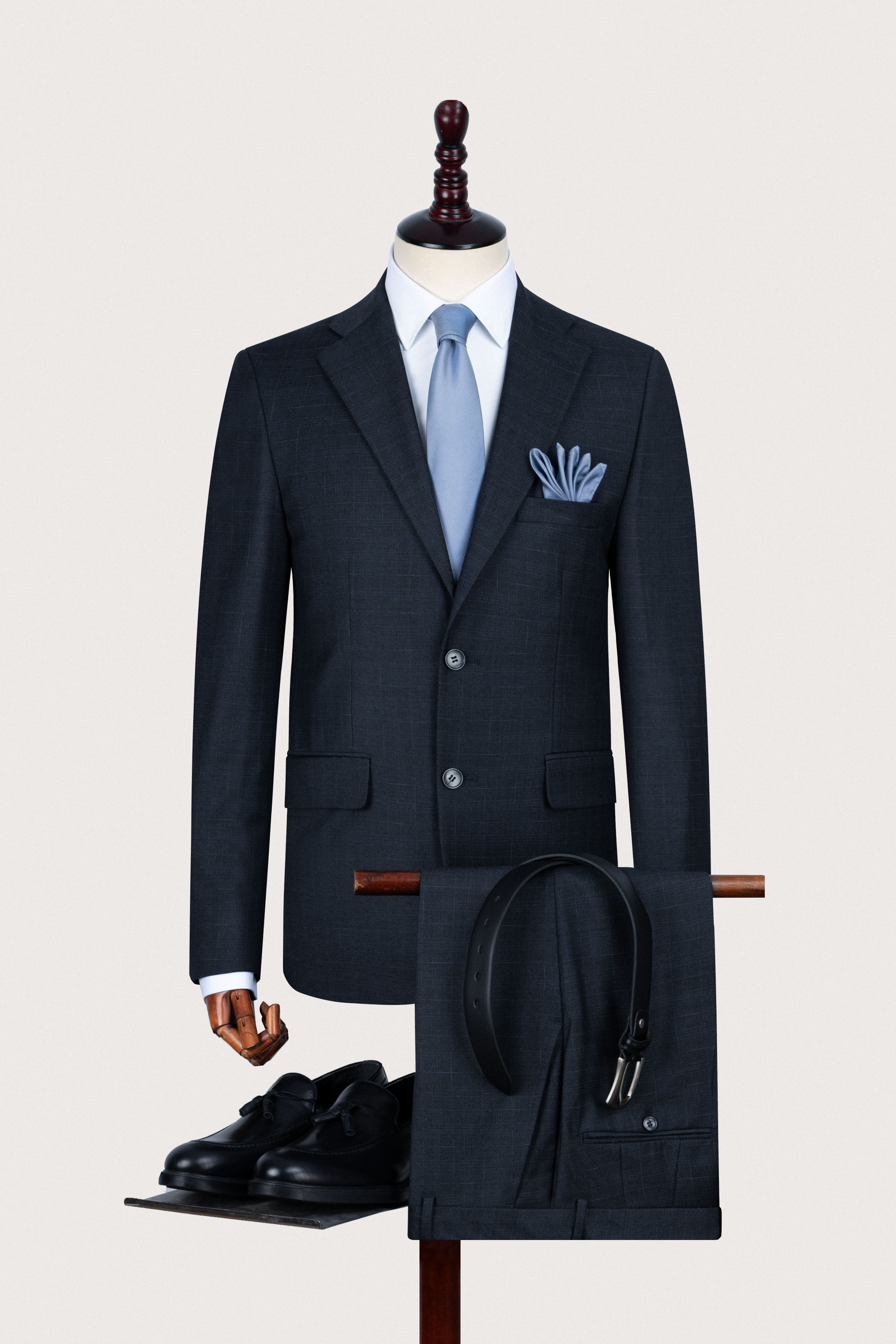 Navy Checked Formal Suit