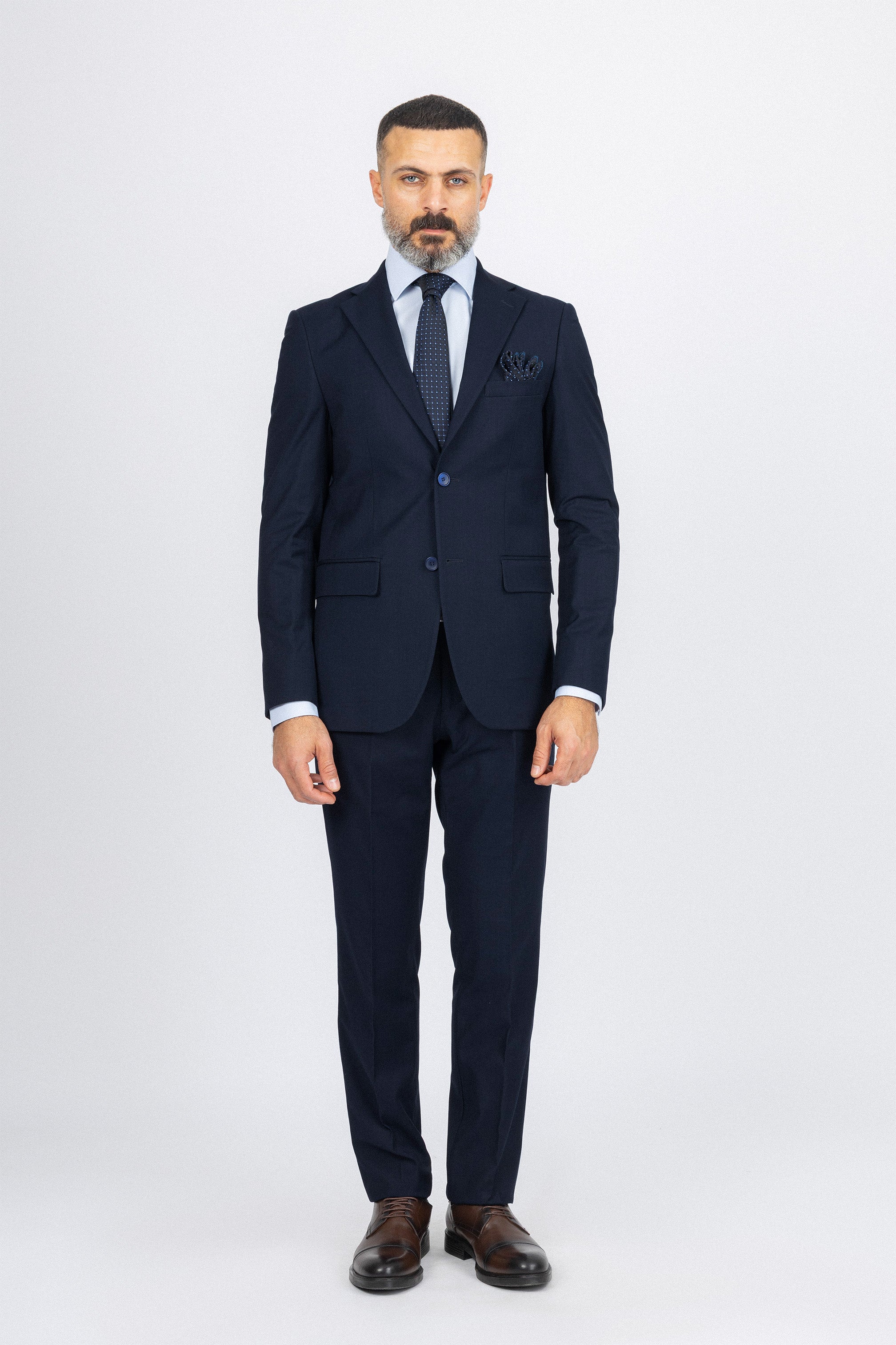 Navy Patterned Formal Suit