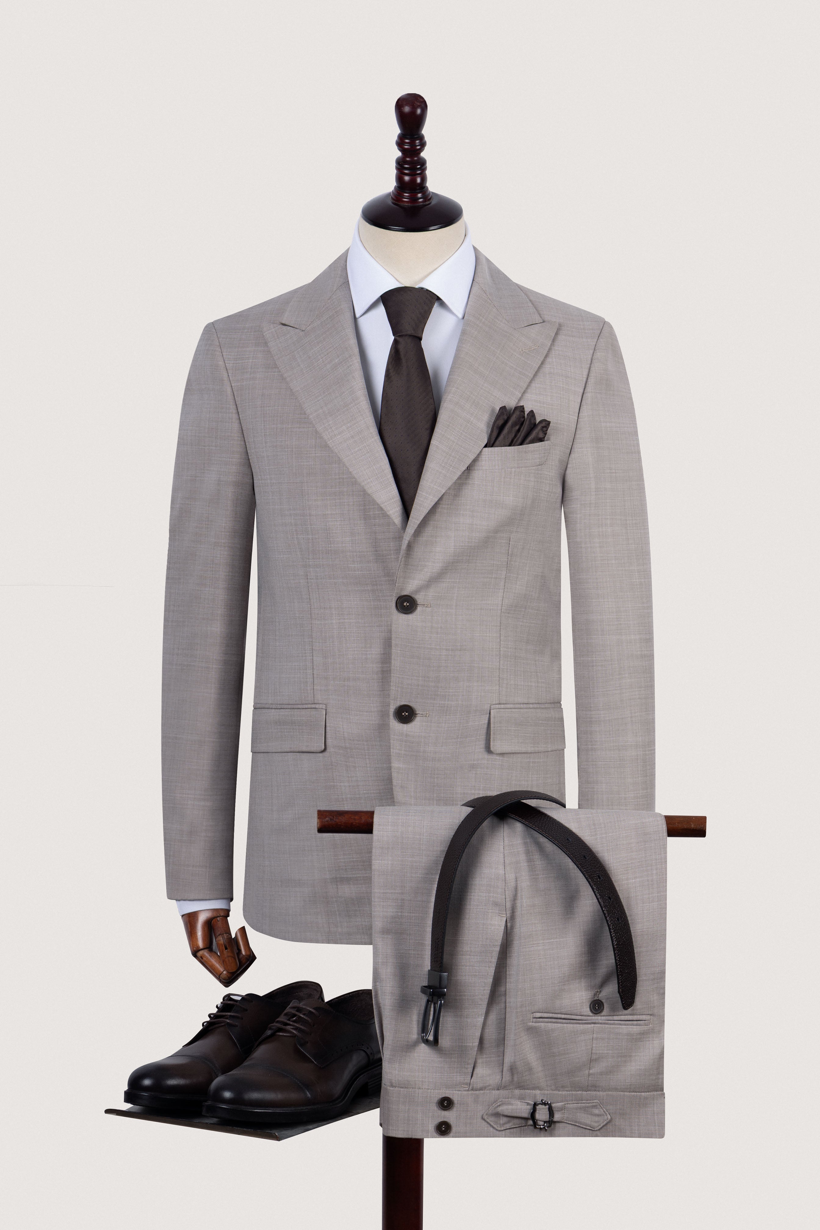 Beige Micro-textured Suit