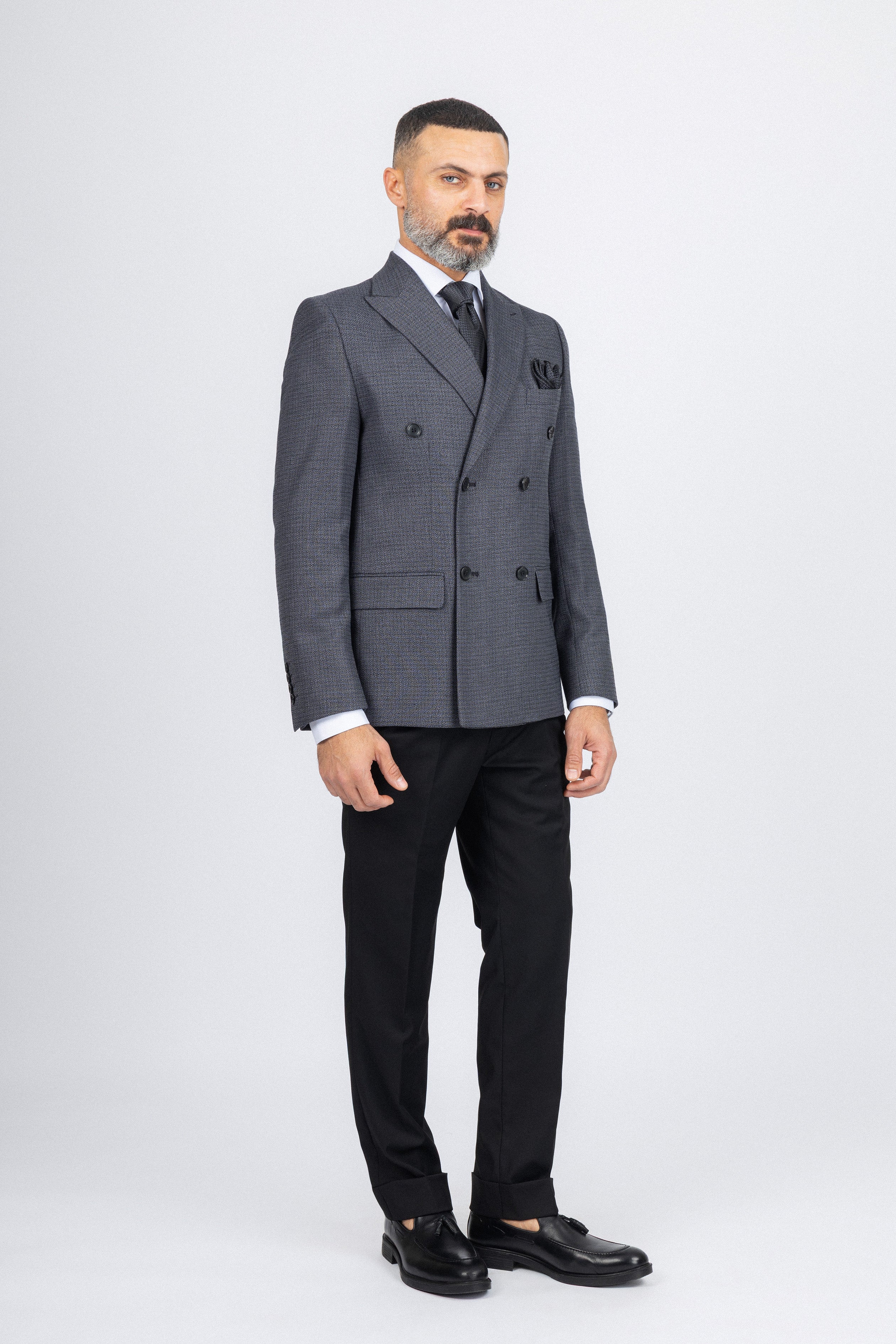 Dark Gray Textured Formal Suit