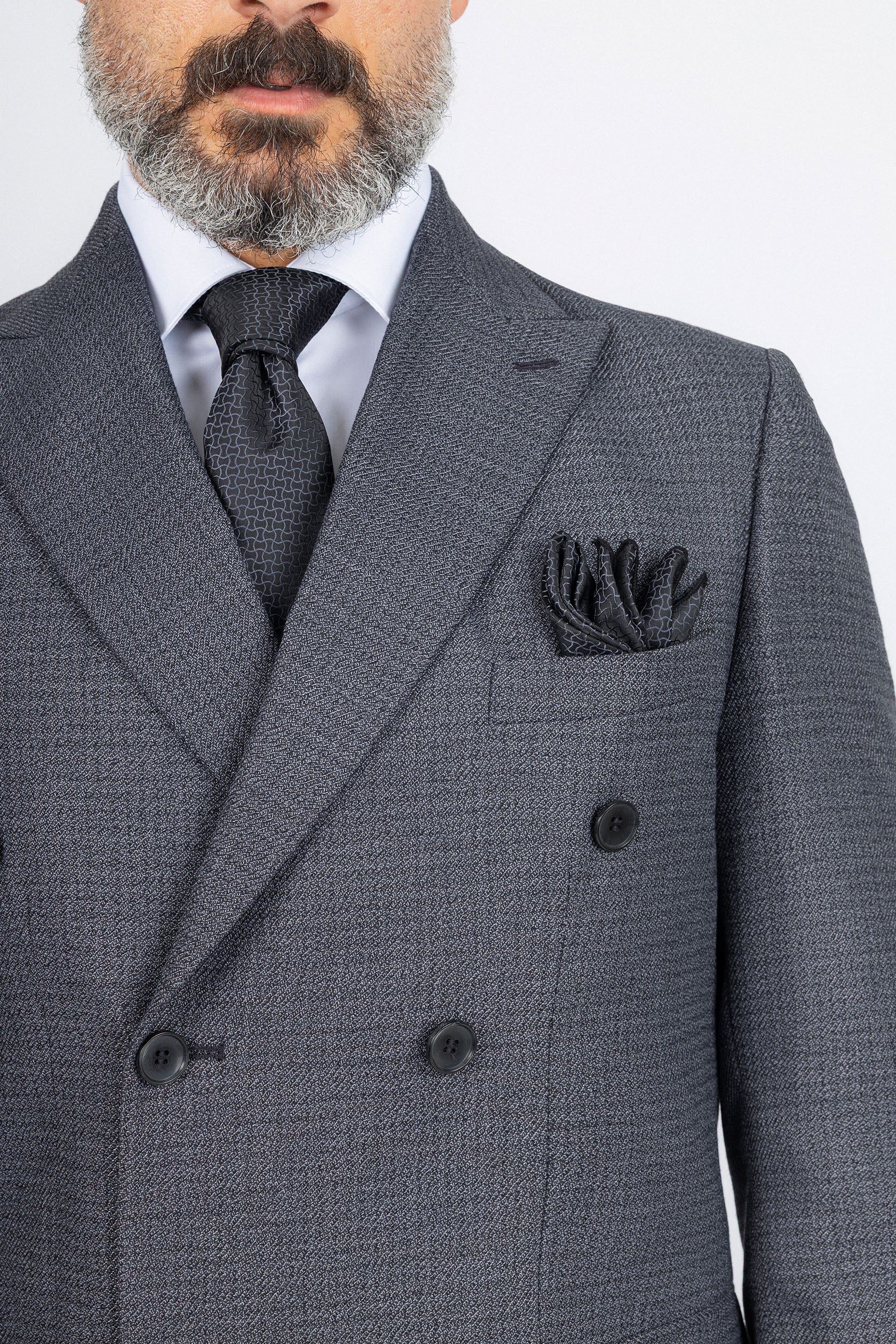 Dark Gray Textured Formal Suit